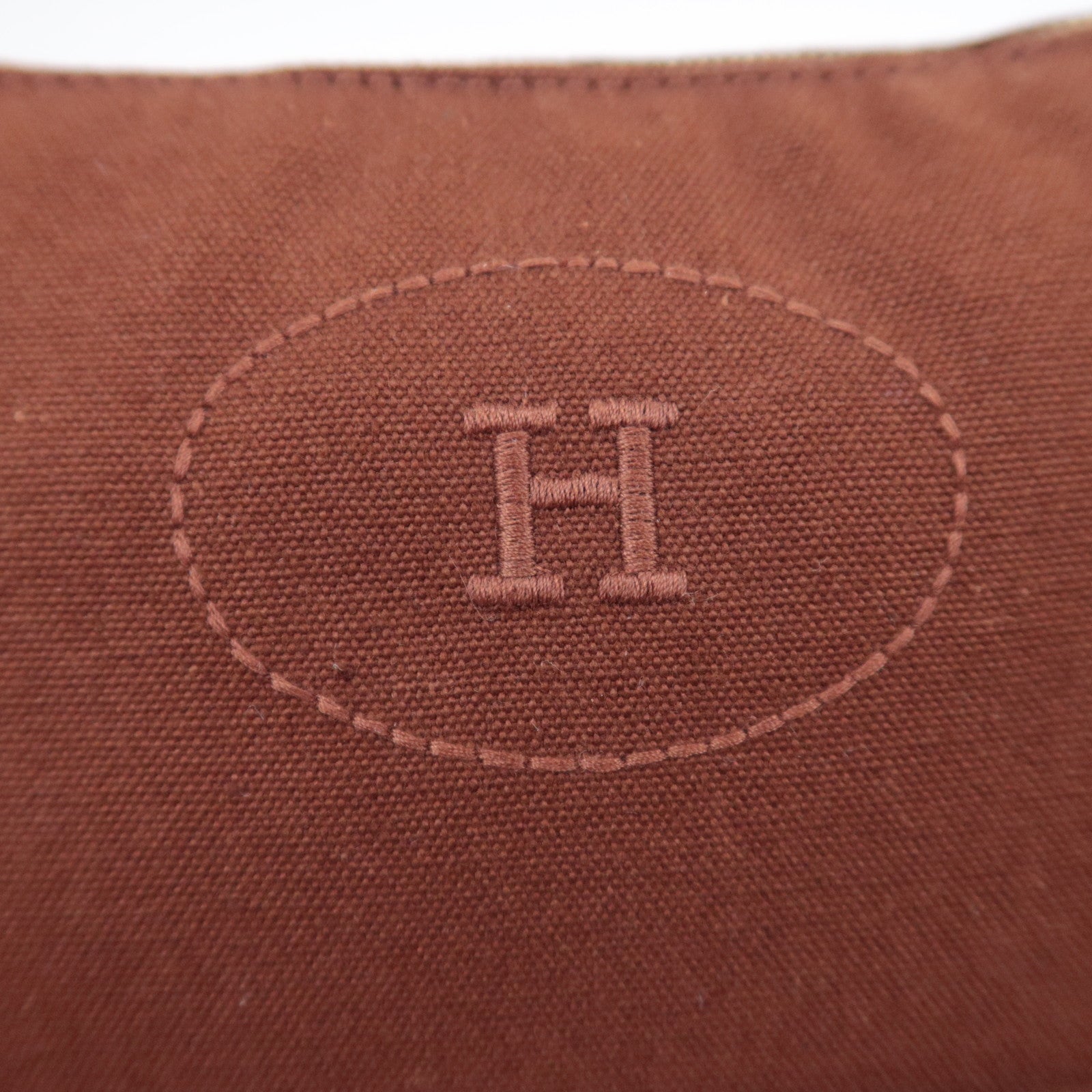 HERMES Bolide Pouch GM (30) Canvas Leather Clutch Bag Brown