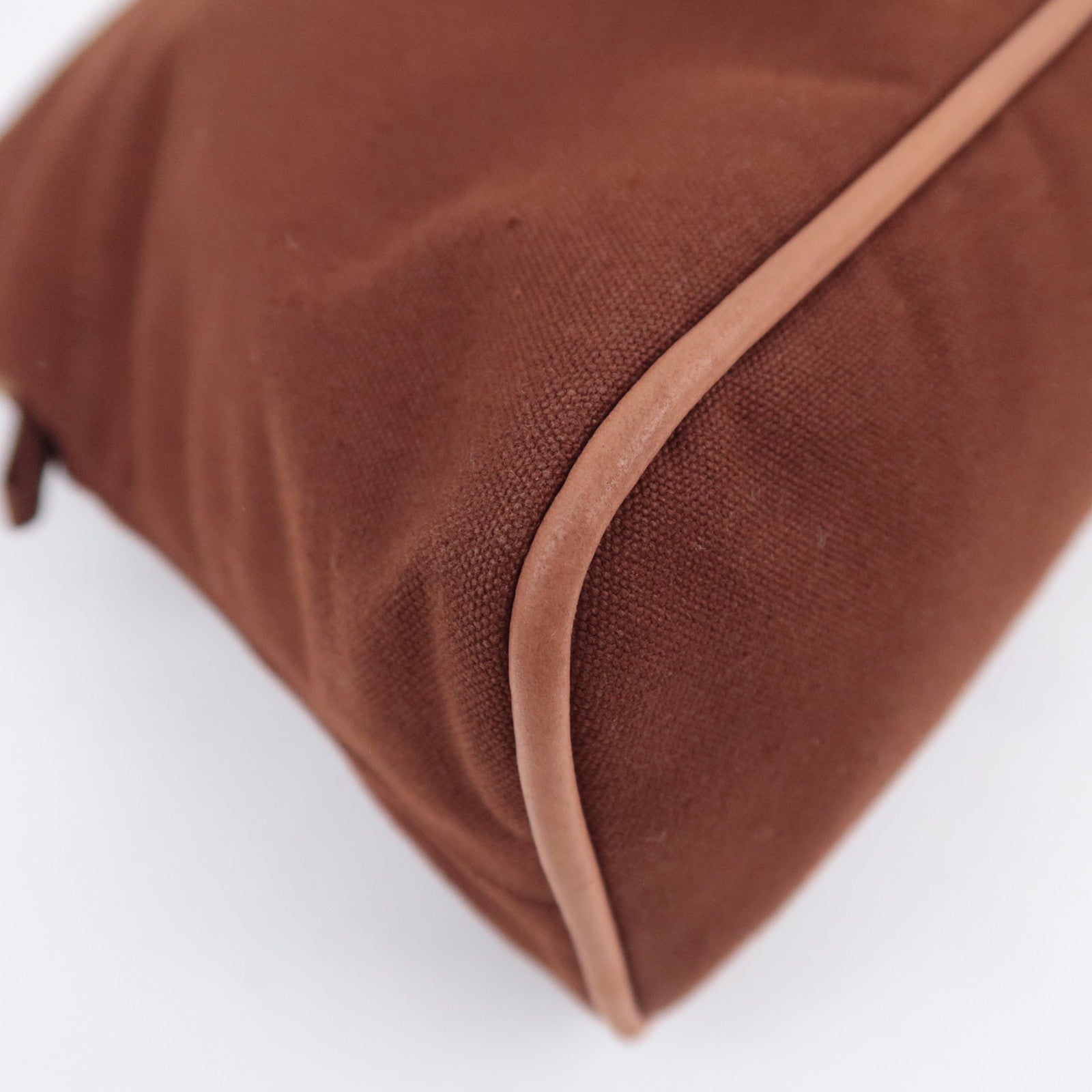 HERMES Bolide Pouch GM (30) Canvas Leather Clutch Bag Brown