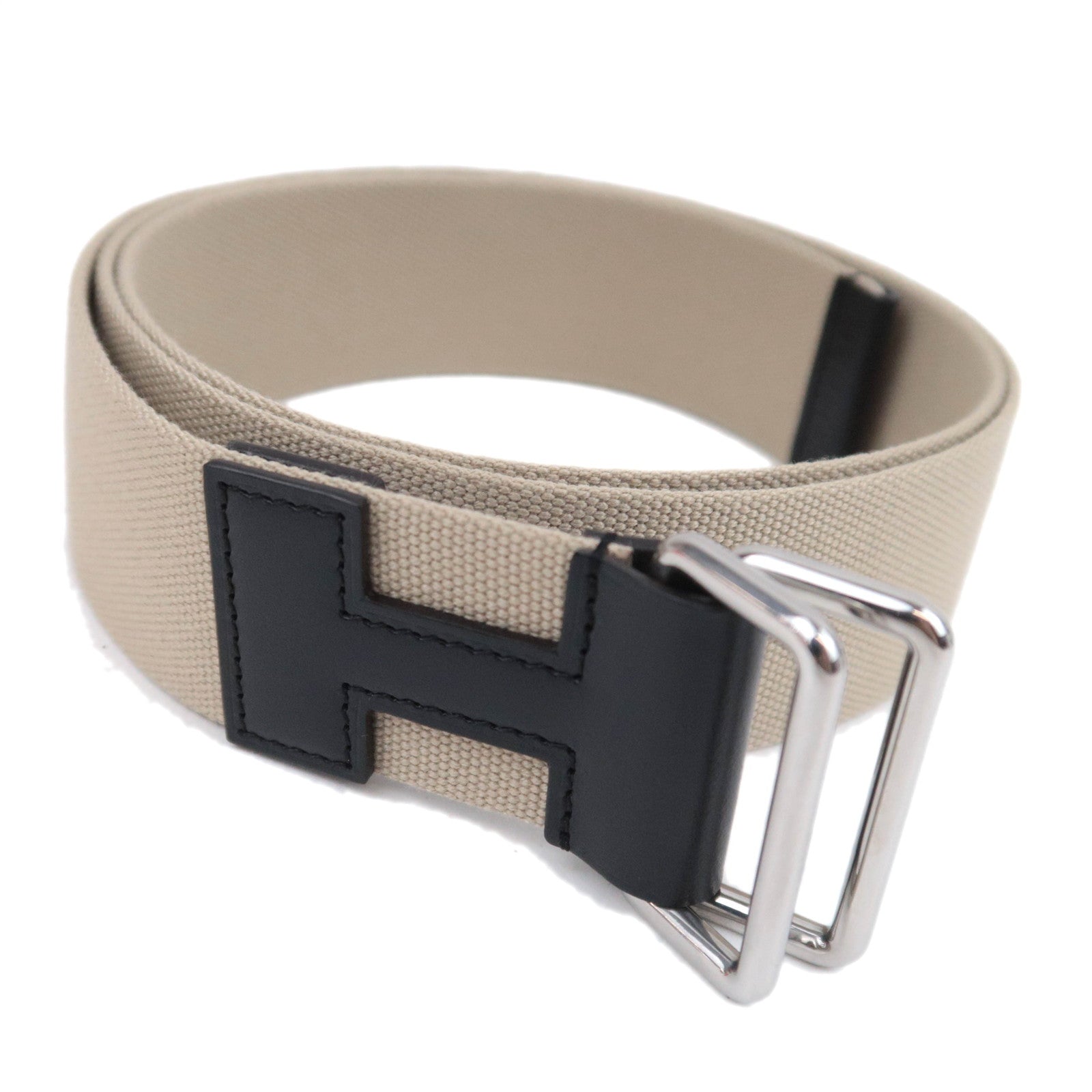 HERMES Nomad 40 Canvas Leather Belt K Stamp (2025) Beige *Box, Dust bag90916
