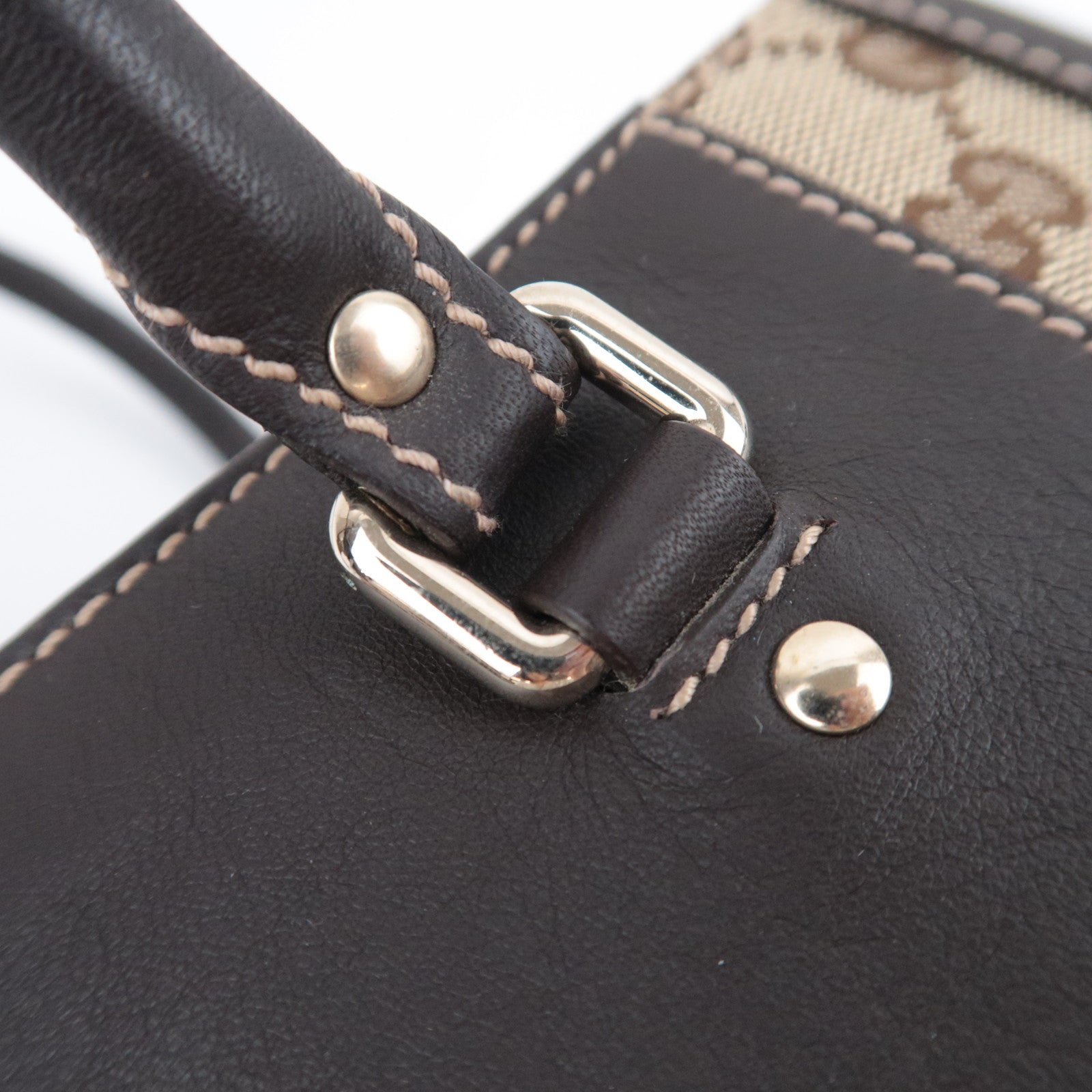 GUCCI GG Canvas Handbag Beige Brown 190247