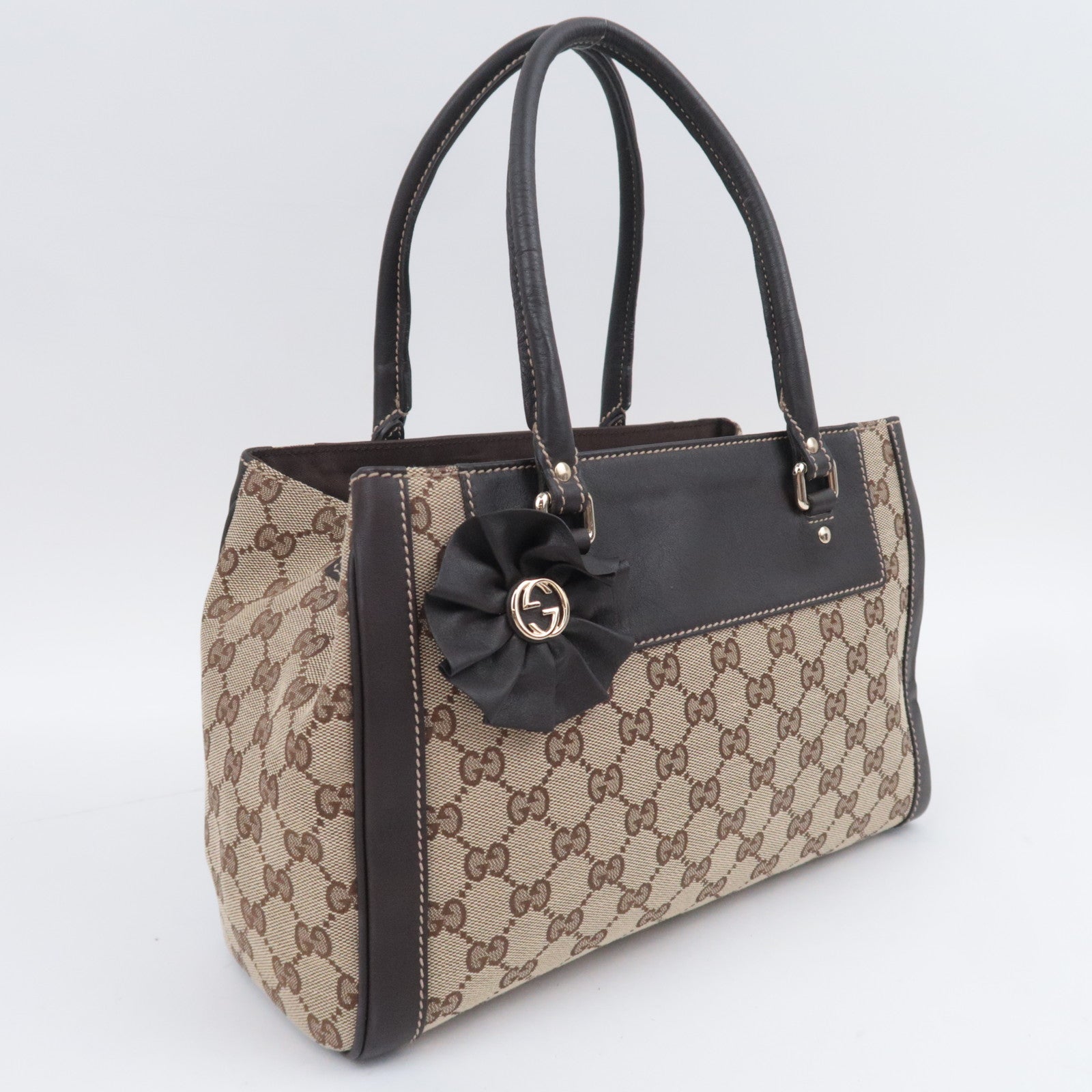 GUCCI GG Canvas Handbag Beige Brown 190247