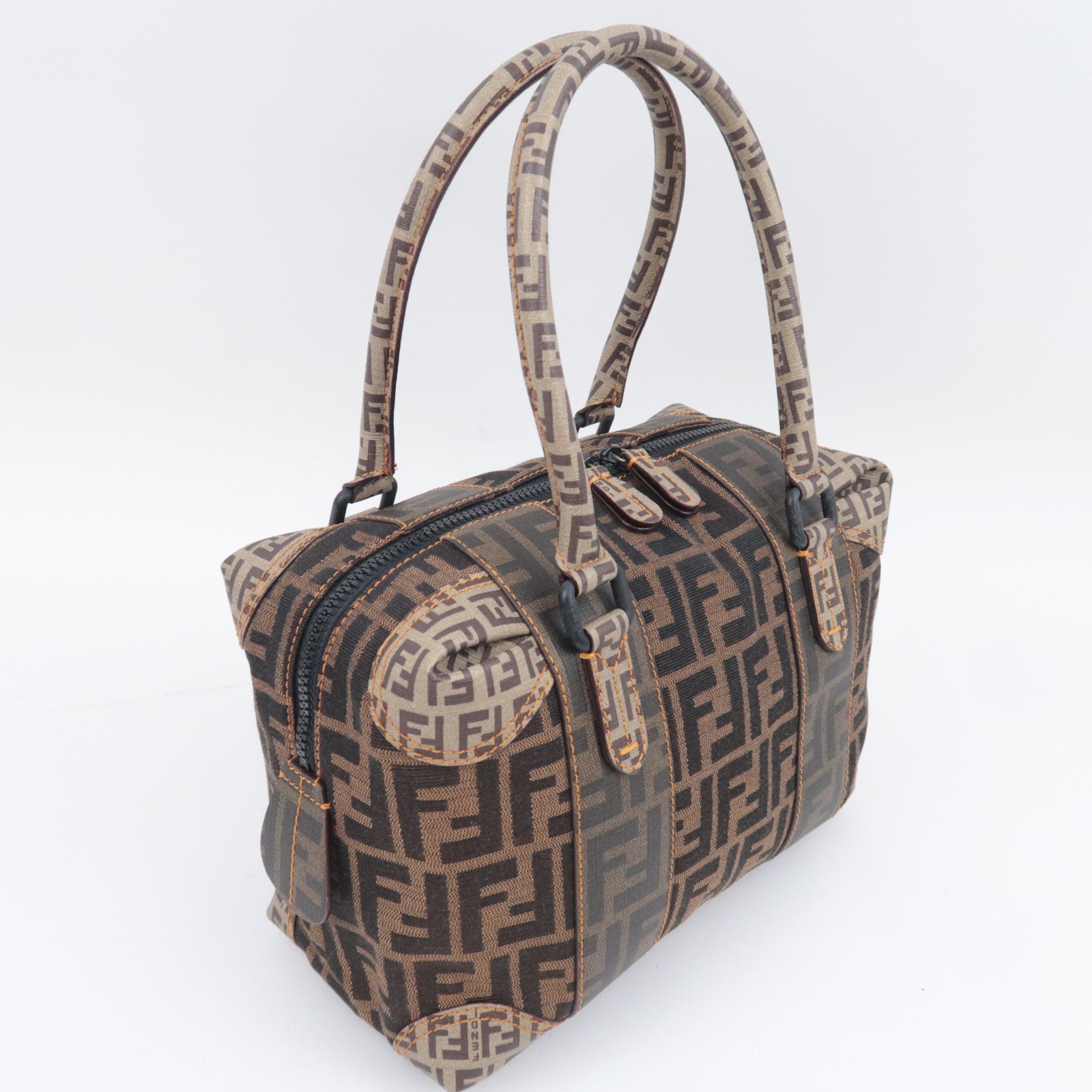 FENDI Zucca Zucchino PVC Boston Bag Brown 8BL095