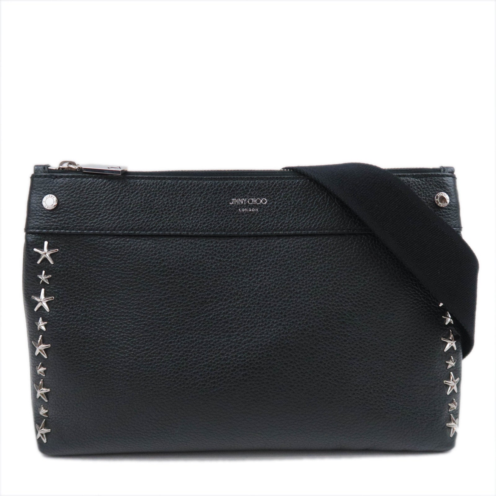 JIMMY CHOO Star Studs Leather Shoulder Bag Black90931