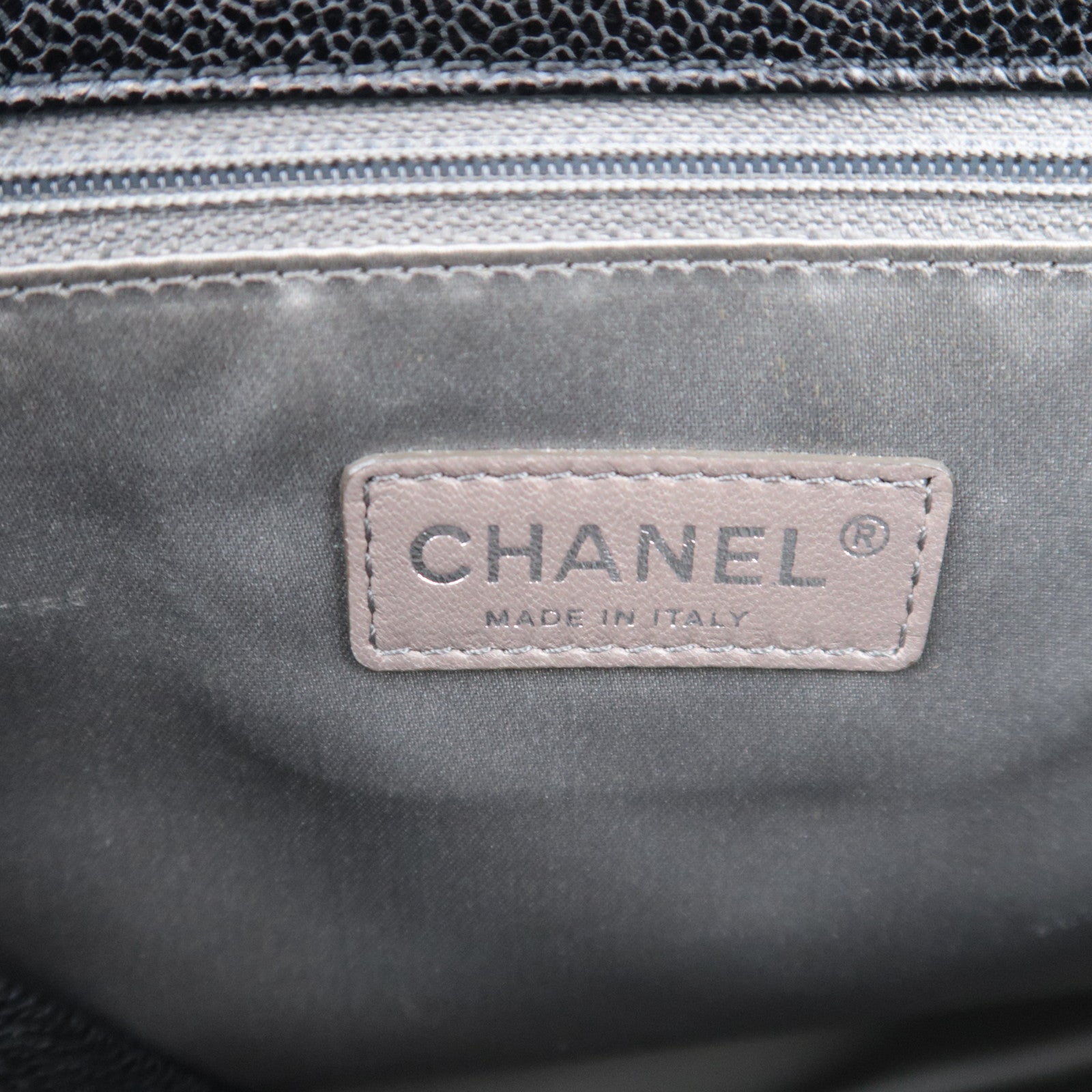 CHANEL Matelasse Chain Tote Bag Caviarskin Black Silver HDW