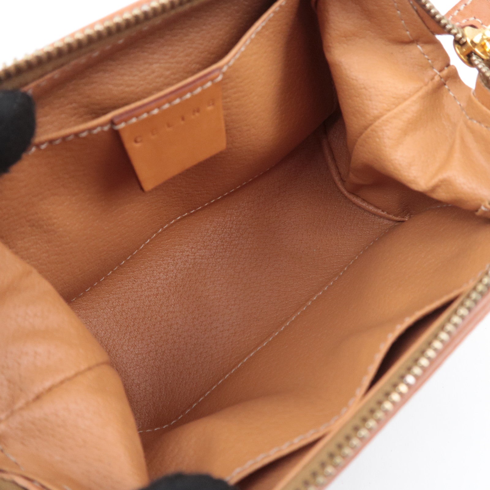 CELINE Macadam PVC Leather Cosmetic Pouch Brown