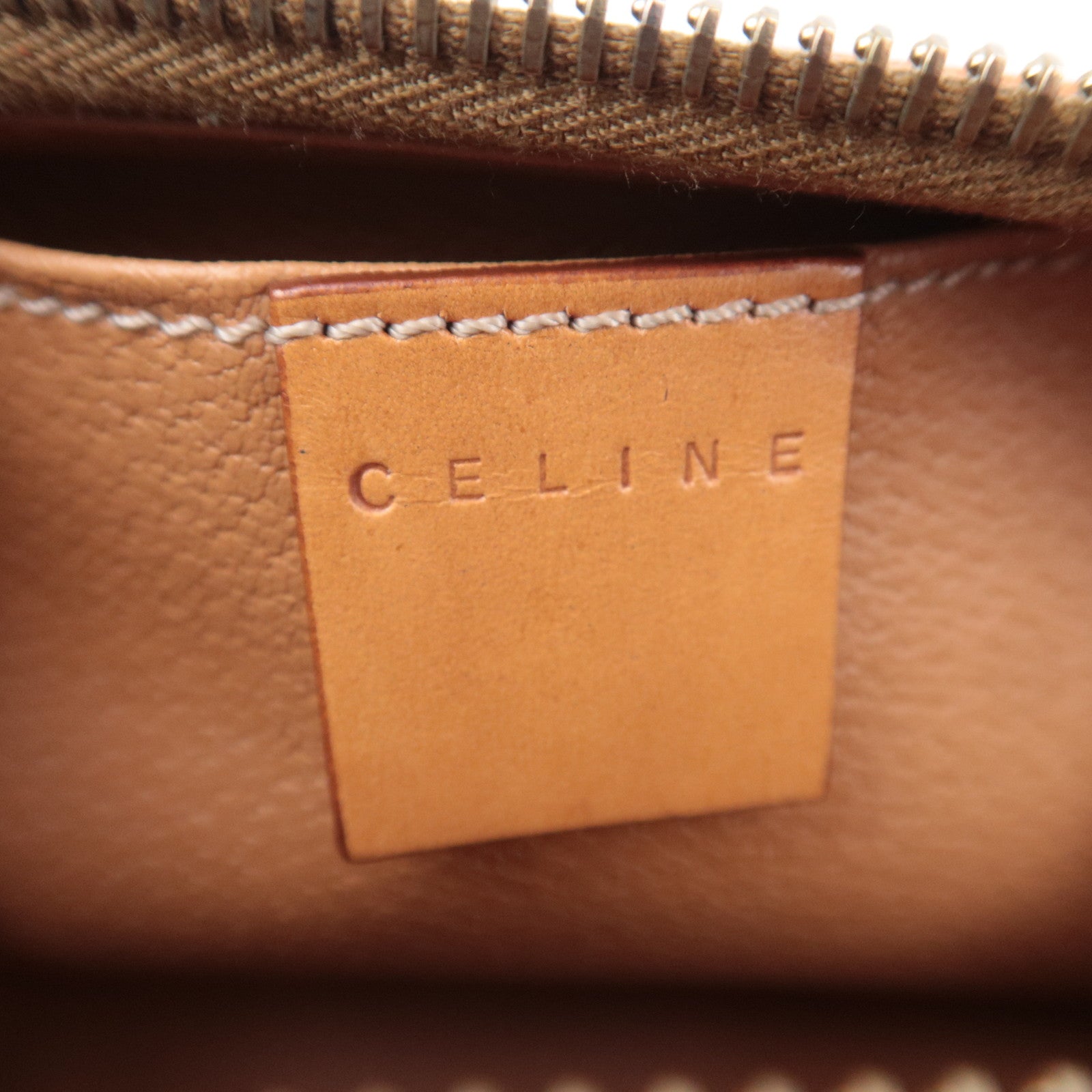 CELINE Macadam PVC Leather Cosmetic Pouch Brown