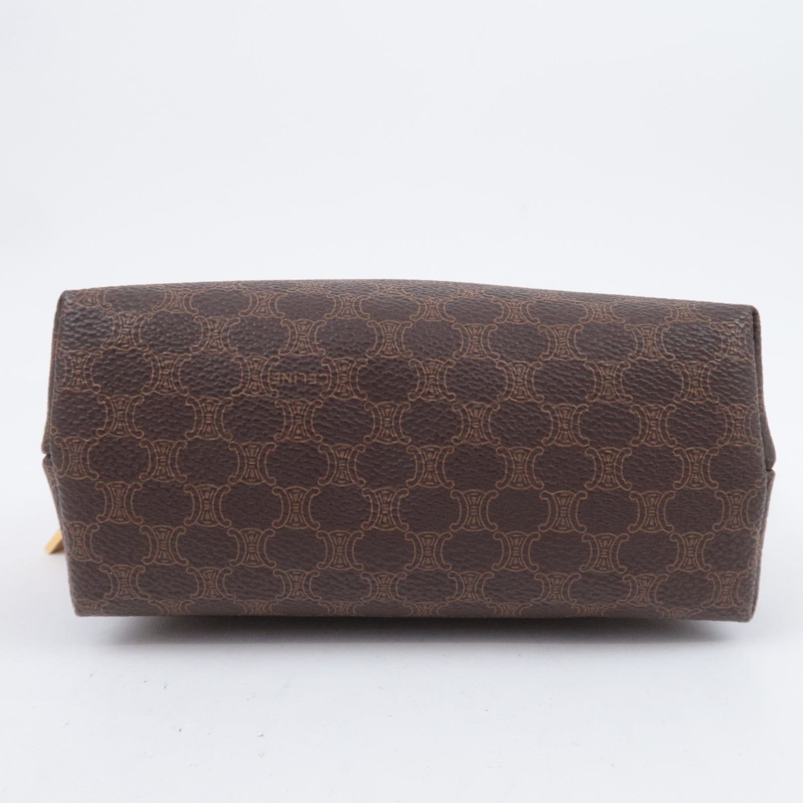 CELINE Macadam PVC Leather Cosmetic Pouch Brown