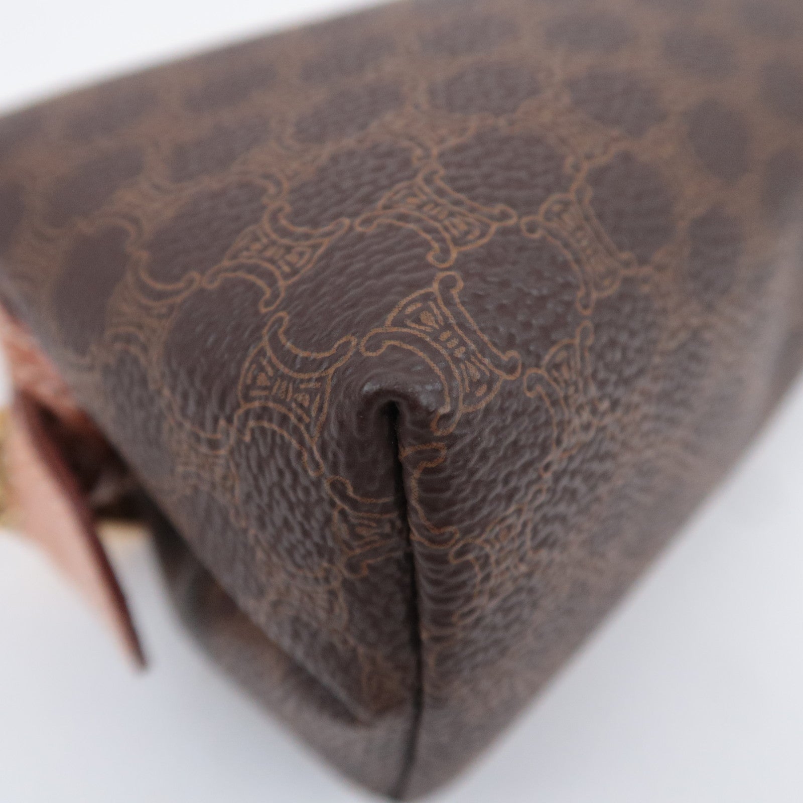 CELINE Macadam PVC Leather Cosmetic Pouch Brown