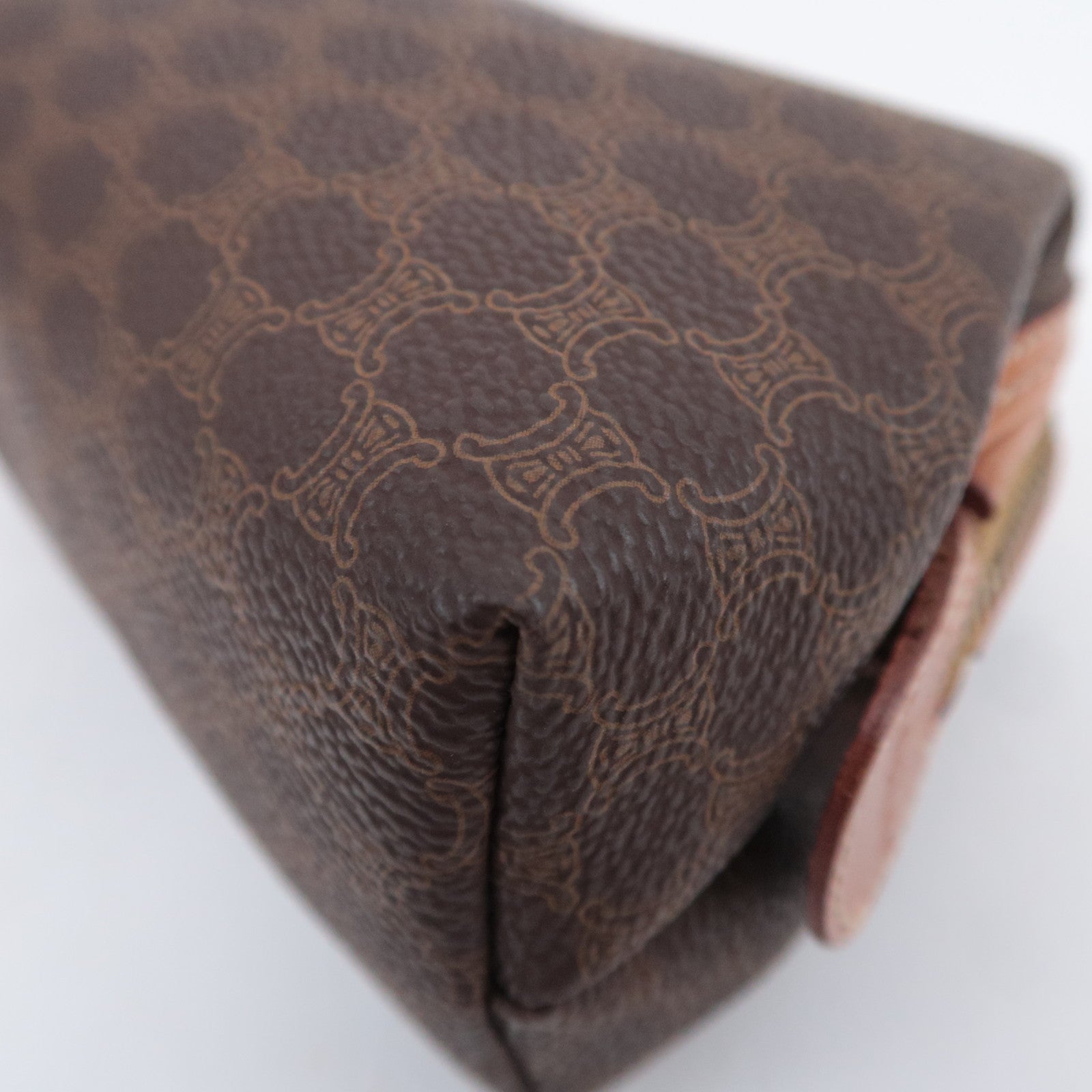 CELINE Macadam PVC Leather Cosmetic Pouch Brown