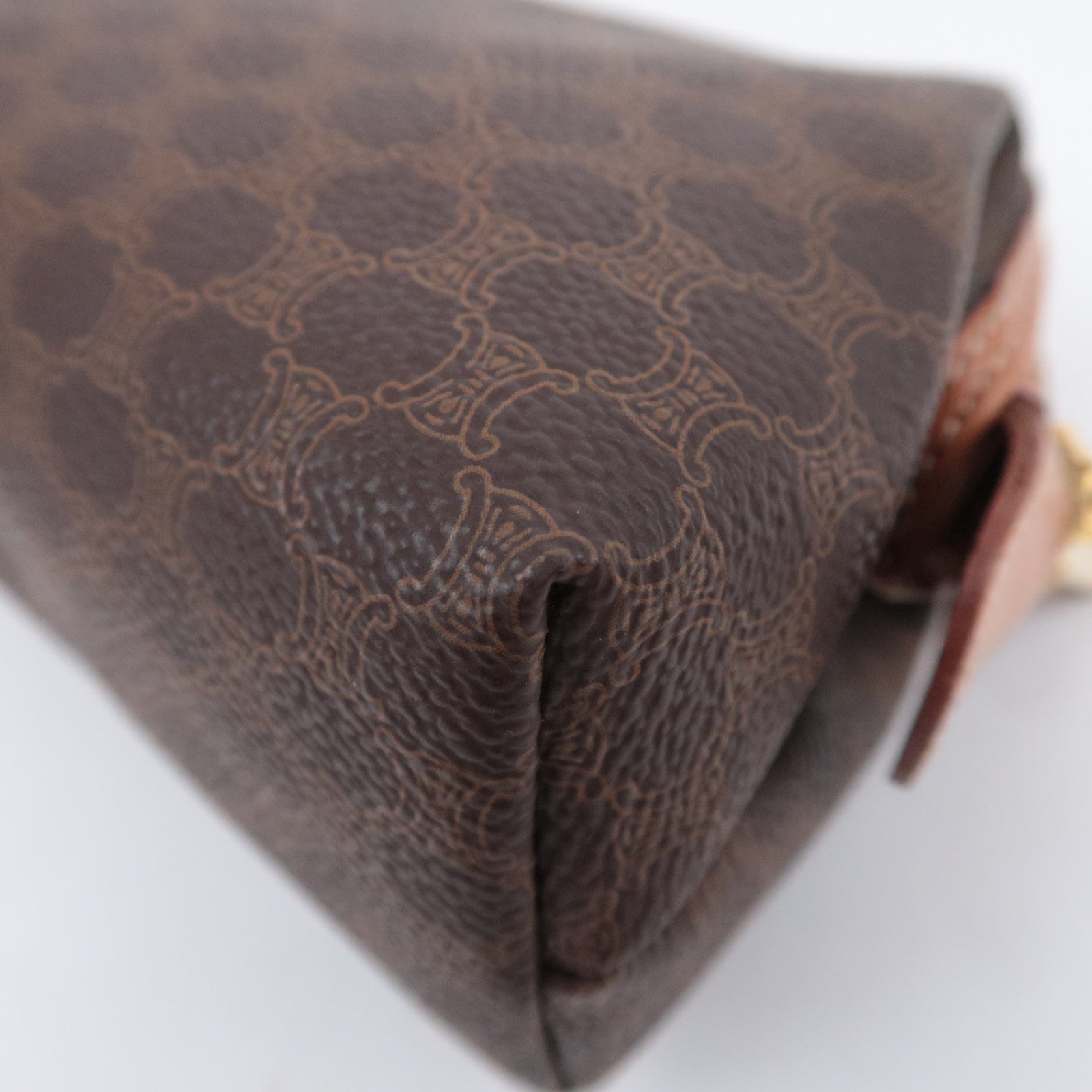 CELINE Macadam PVC Leather Cosmetic Pouch Brown