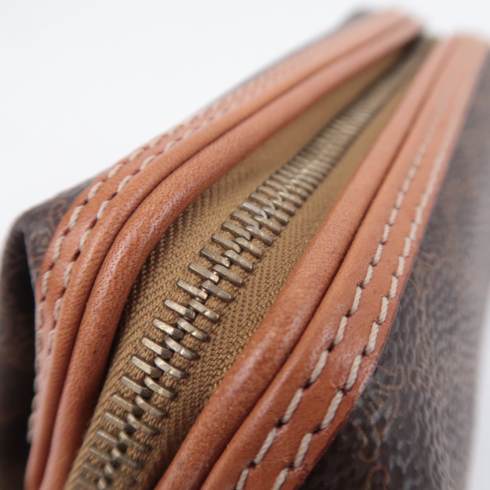 CELINE Macadam PVC Leather Cosmetic Pouch Brown