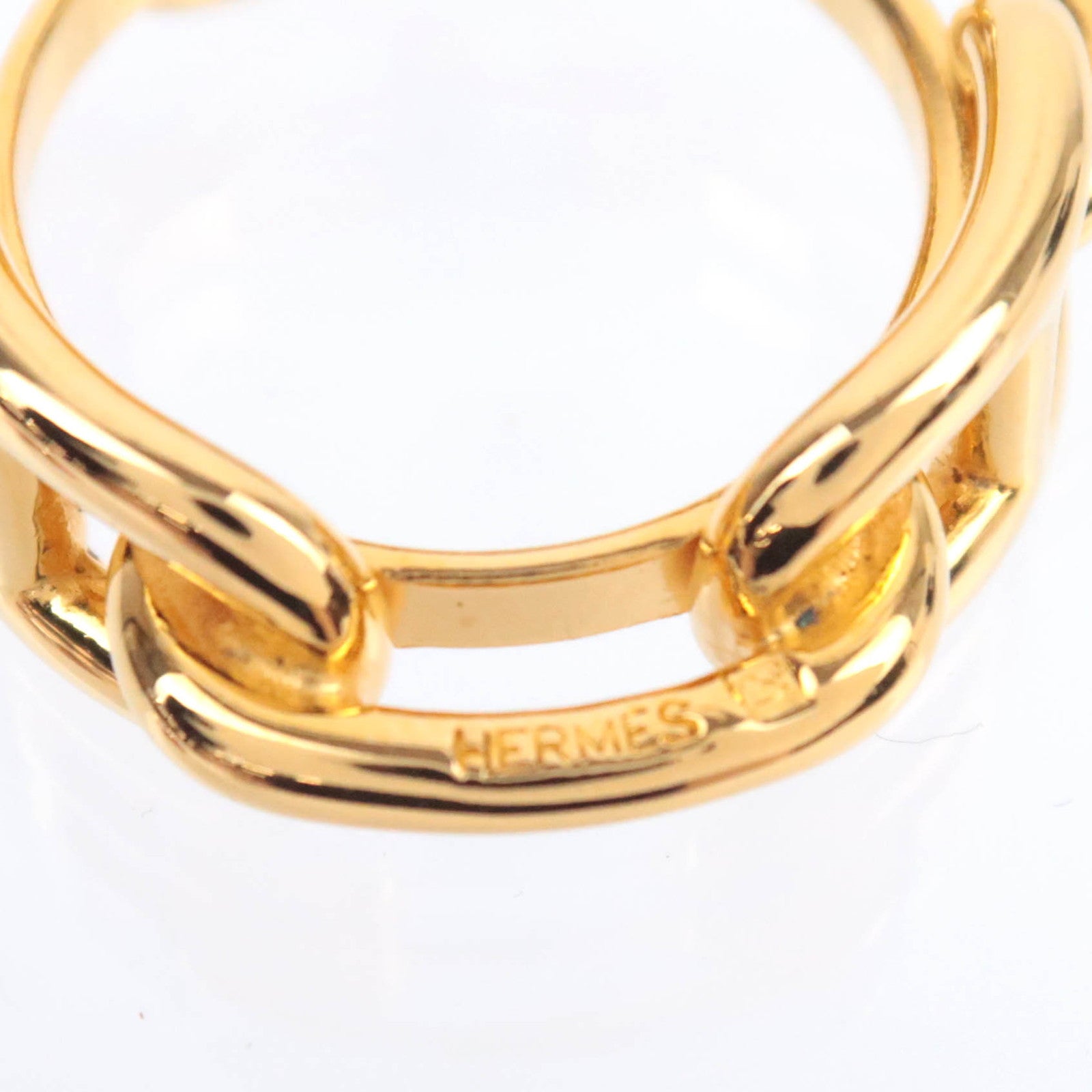HERMES Chaine D'Ancre Scarf Ring Gold Color