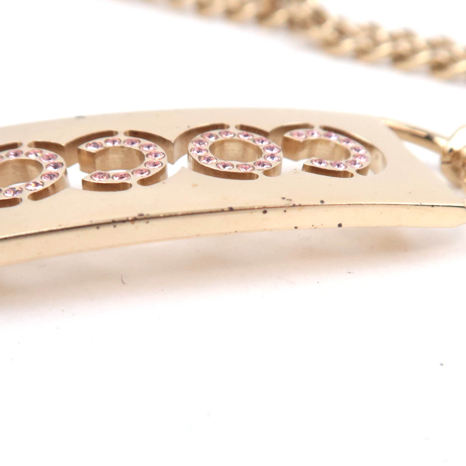 CHANEL Coco Mark Rhinestone Logo Double Chain Belt 02P