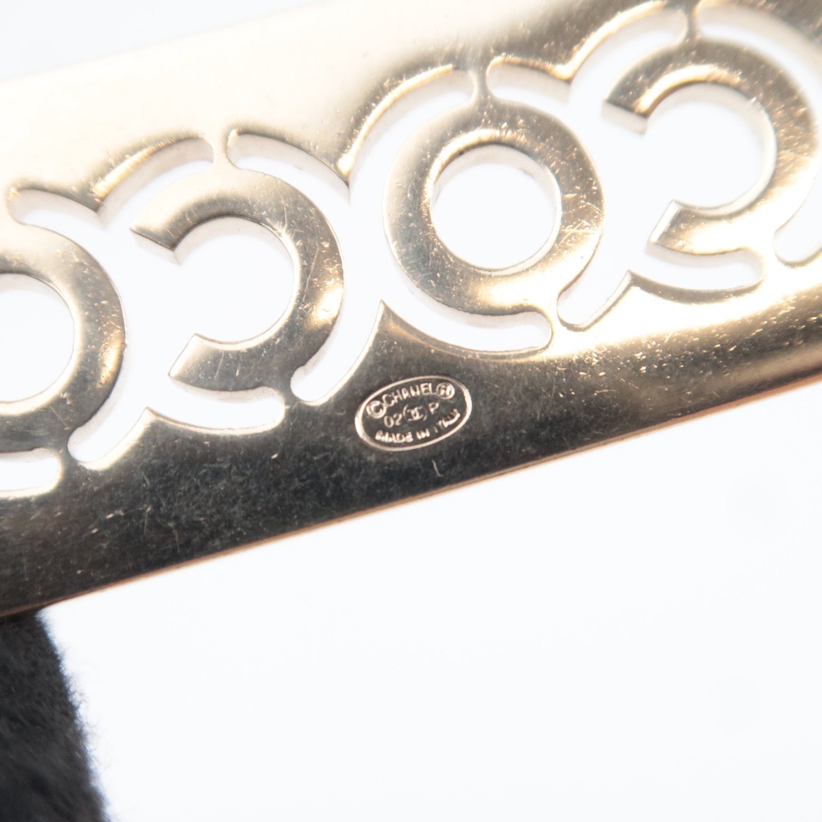 CHANEL Coco Mark Rhinestone Logo Double Chain Belt 02P