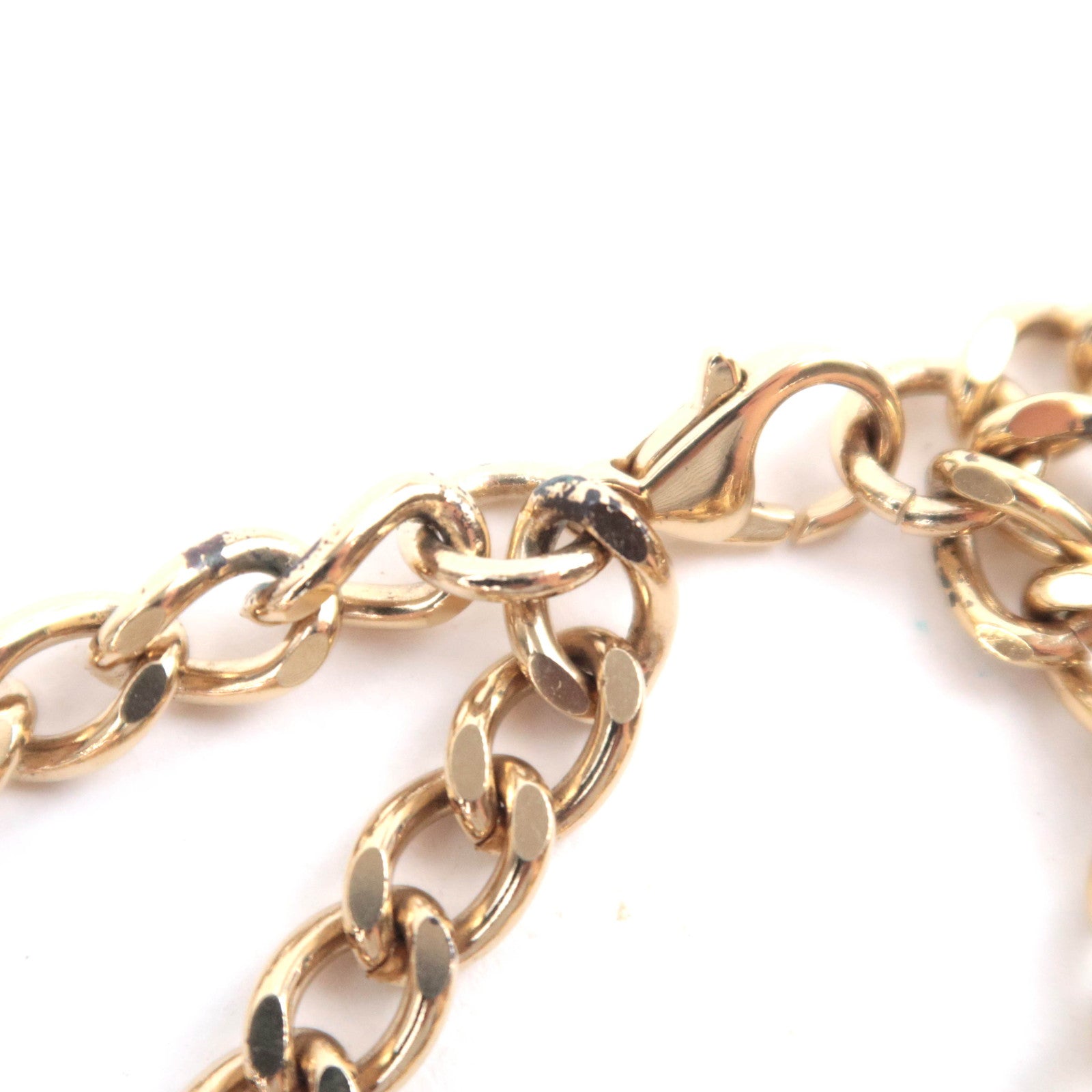 CHANEL Coco Mark Rhinestone Logo Double Chain Belt 02P