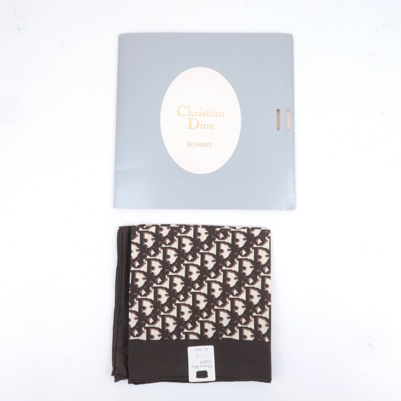 Christian Dior Trotter Scarf 100% Silk Brown