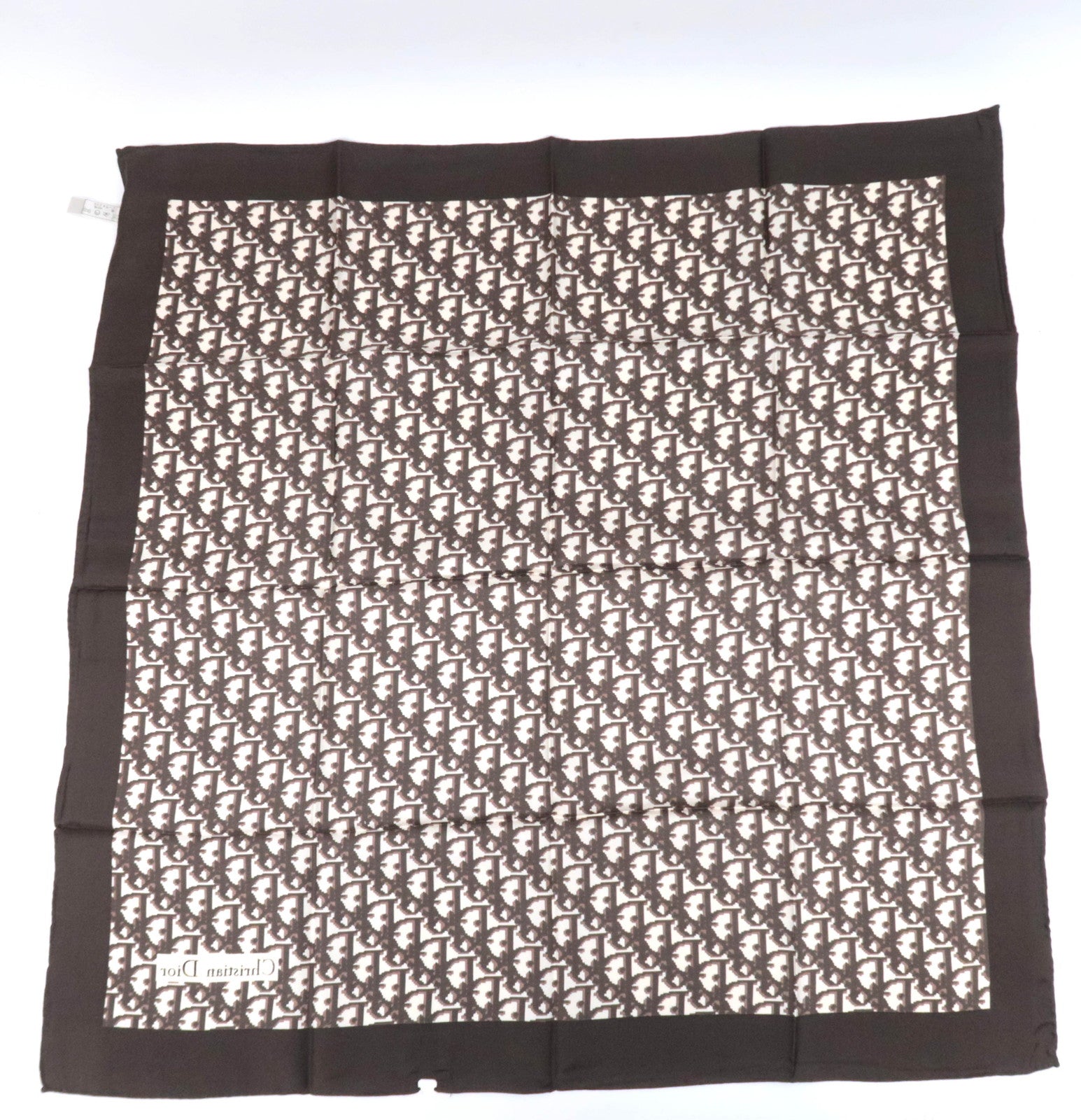 Christian Dior Trotter Scarf 100% Silk Brown