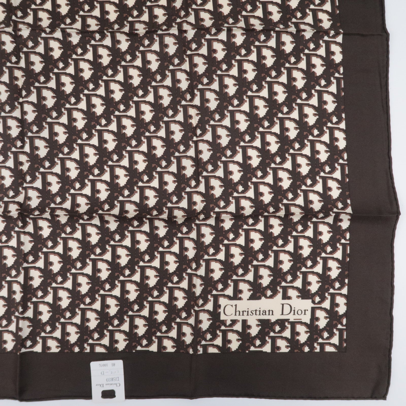 Christian Dior Trotter Scarf 100% Silk Brown