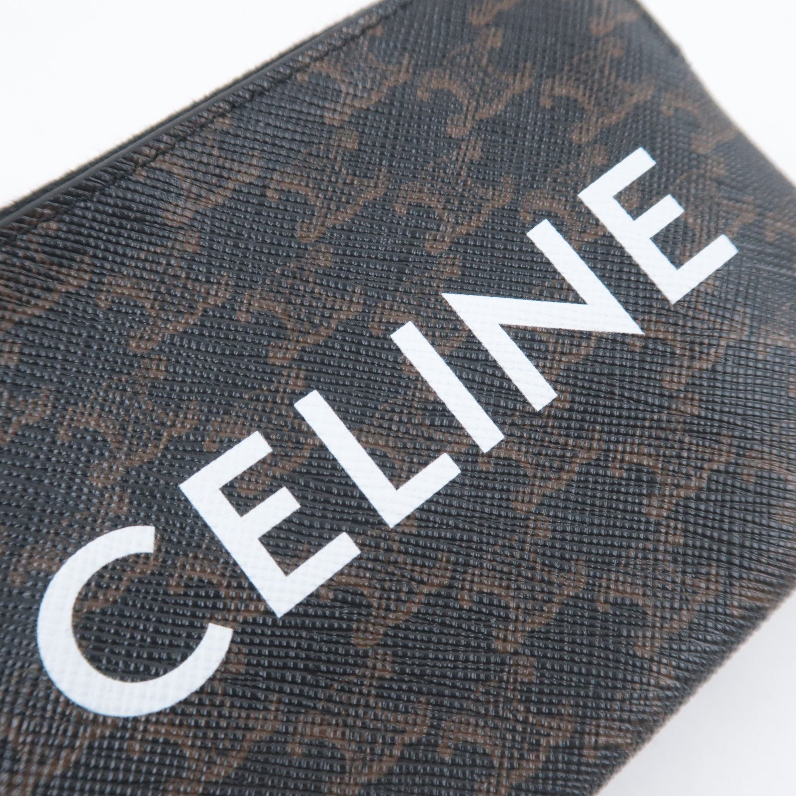 CELINE Triomphe PVC Coin Case Black Brown