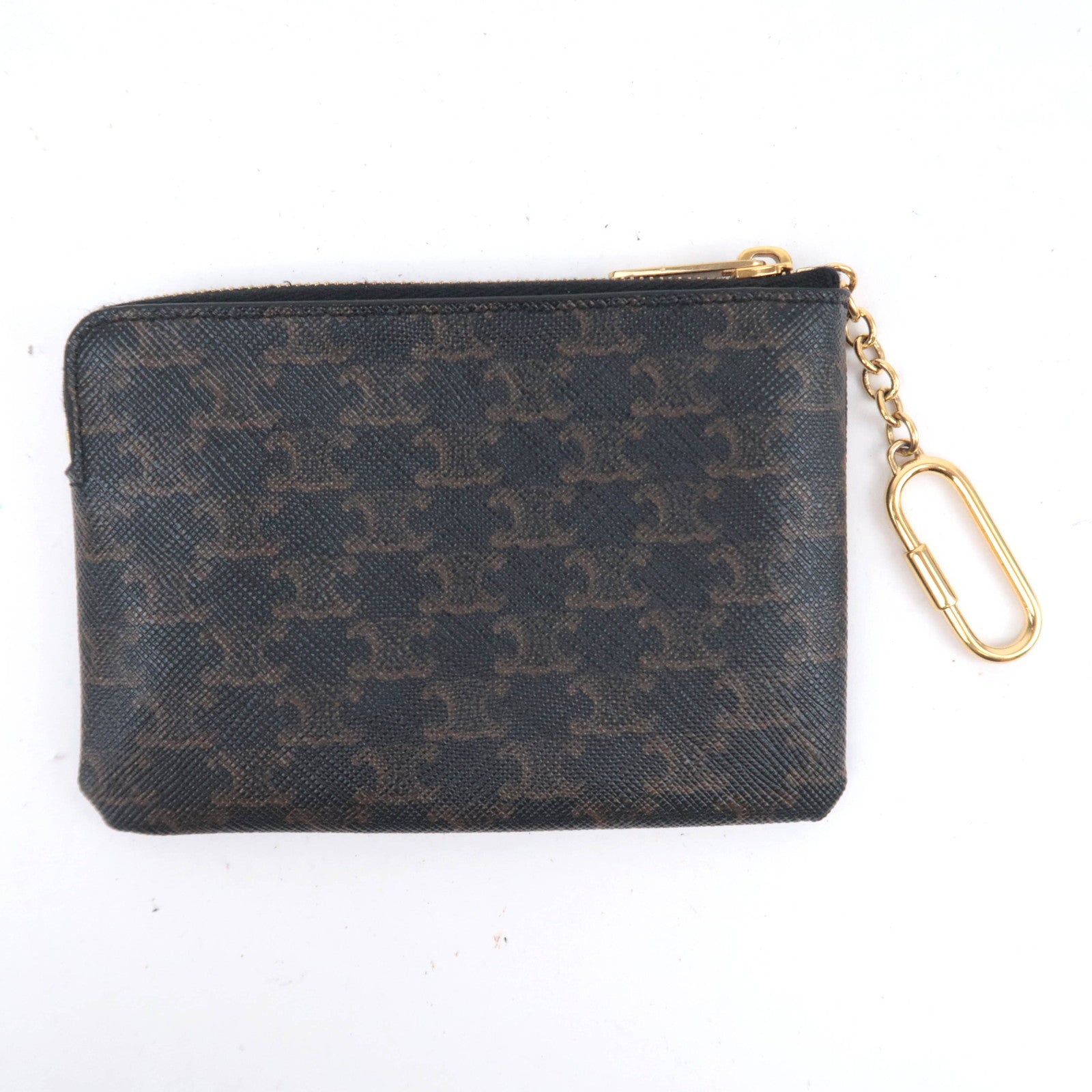 CELINE Triomphe PVC Coin Case Black Brown