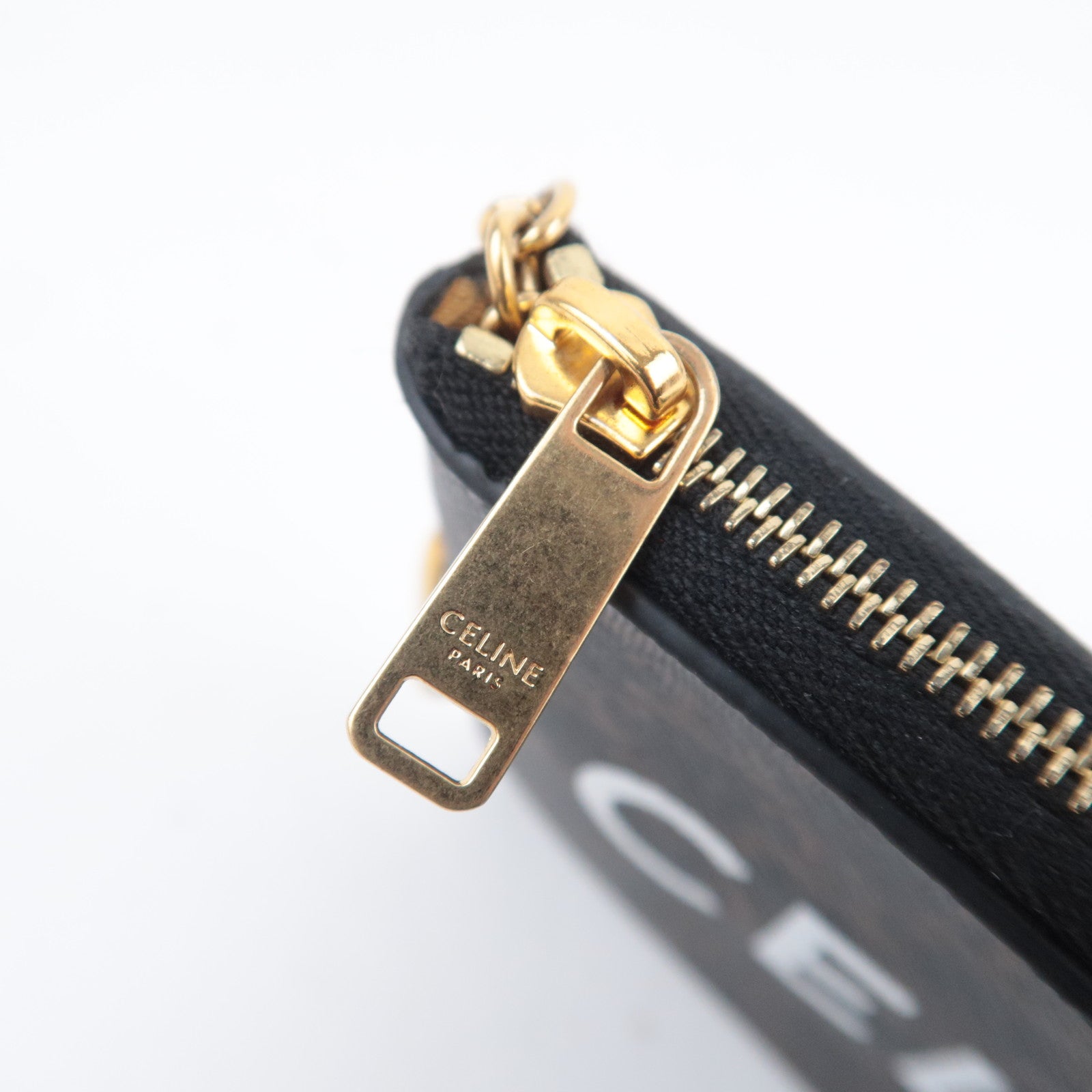 CELINE Triomphe PVC Coin Case Black Brown