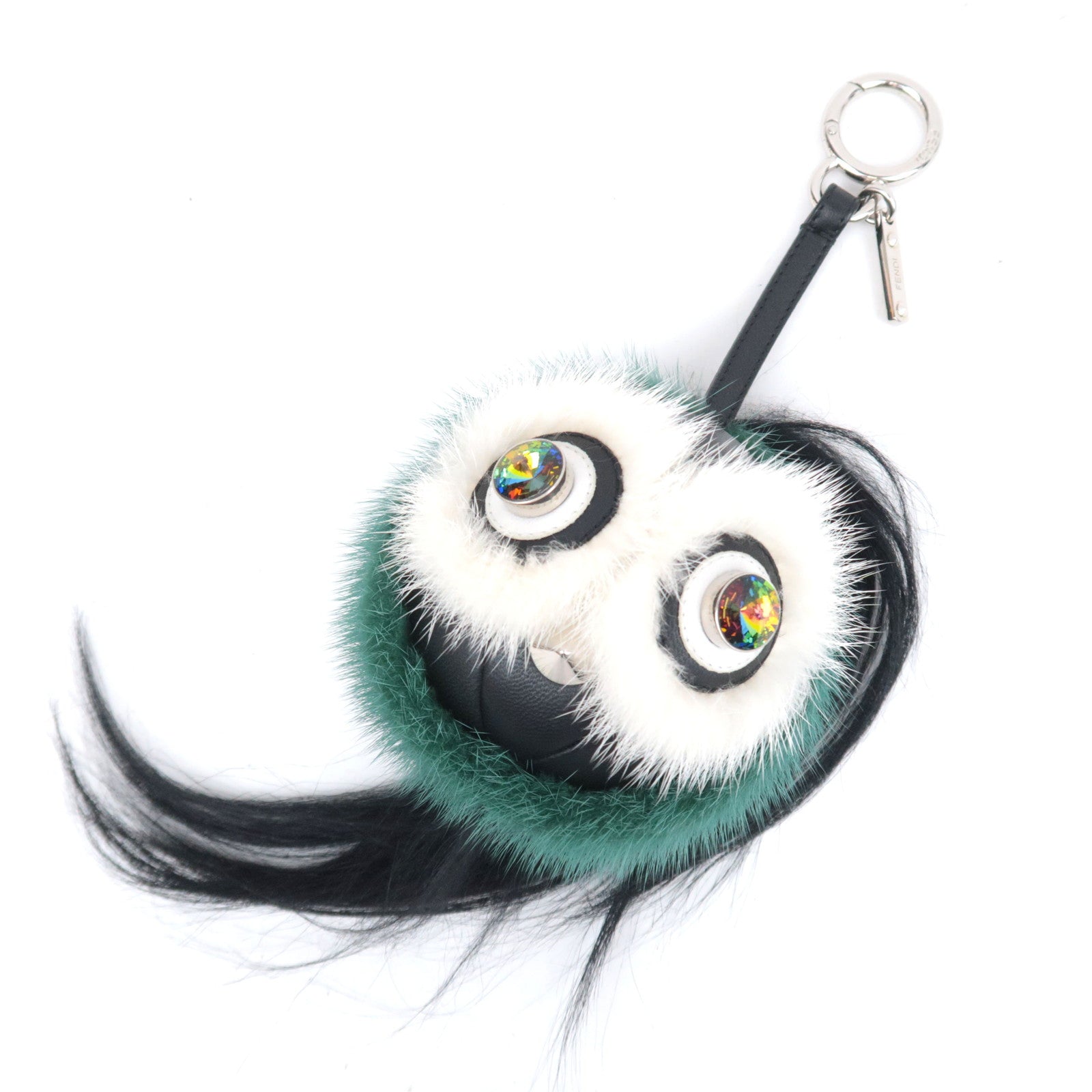 FENDI Monster Bag Bugs Fur Bag Charm Black Green 7AR39990996