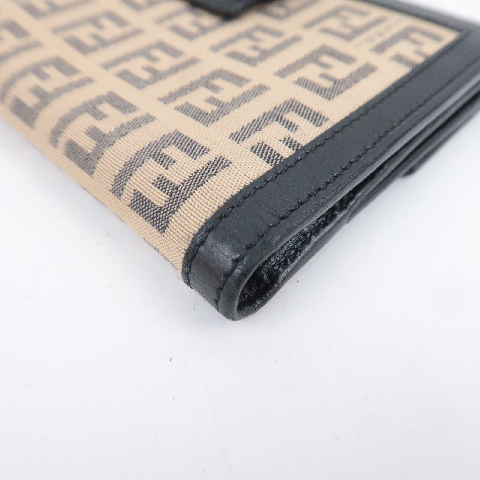 FENDI Zucchino Canvas Leather Wallet Beige 8M0160