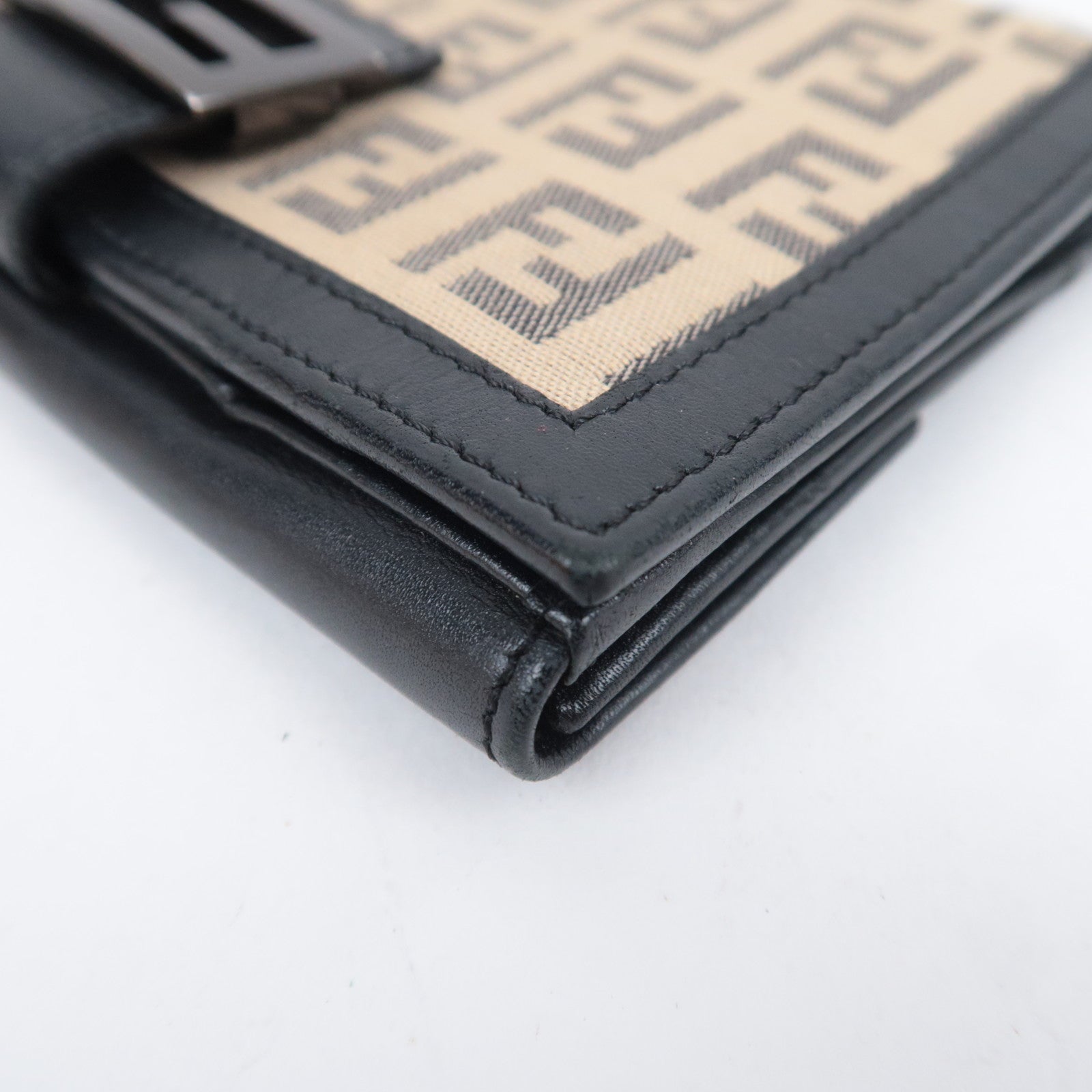 FENDI Zucchino Canvas Leather Wallet Beige 8M0160