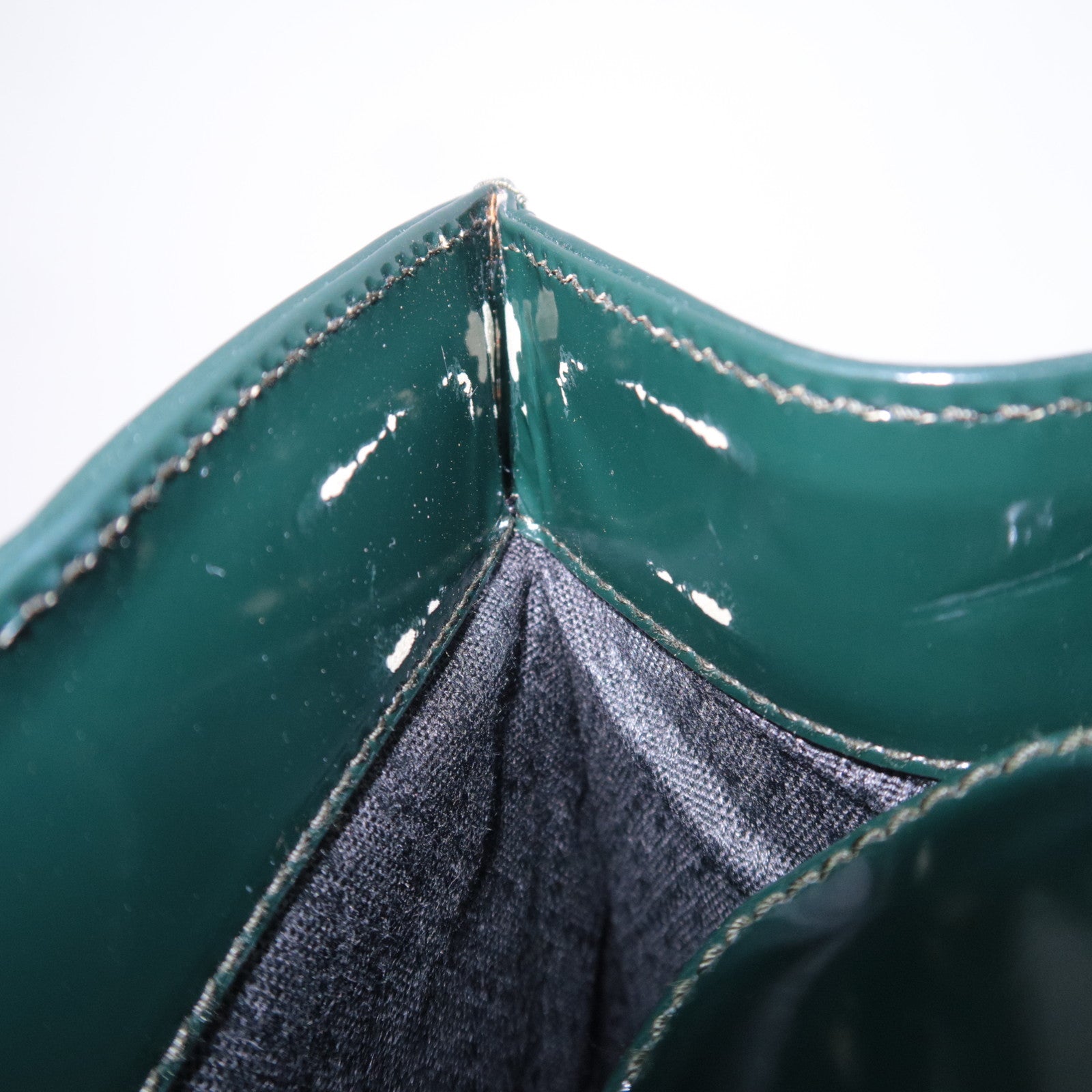 GUCCI Bamboo Leather Handbag Dark Green 002.8260