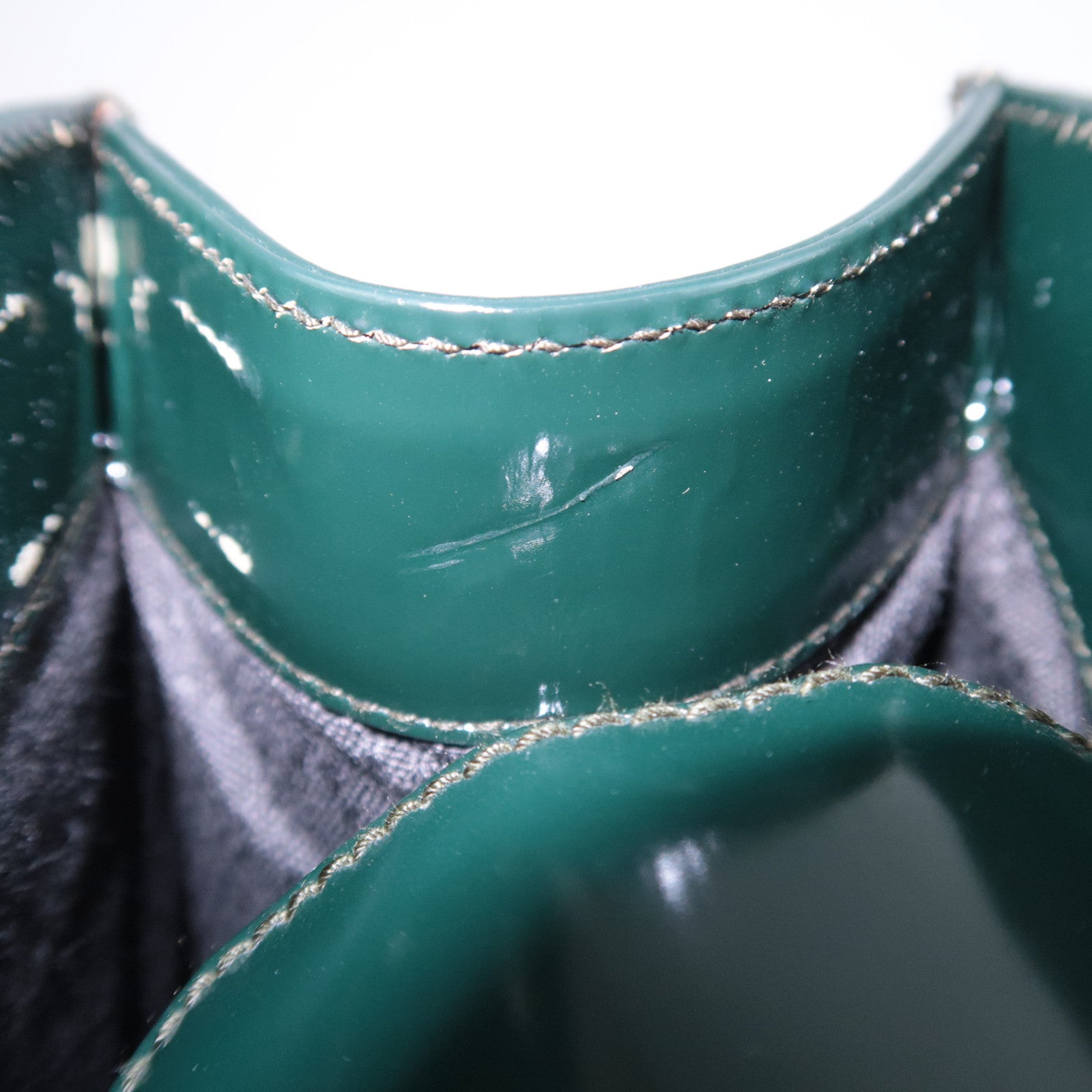 GUCCI Bamboo Leather Handbag Dark Green 002.8260