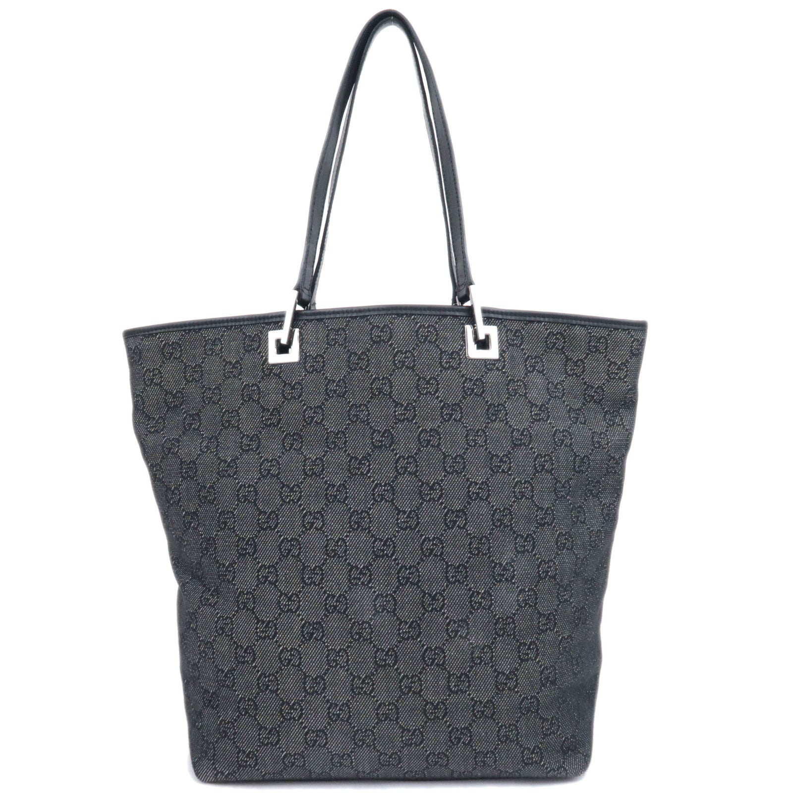 GUCCI GG Denim Tote Bag Black Denim 3124391010