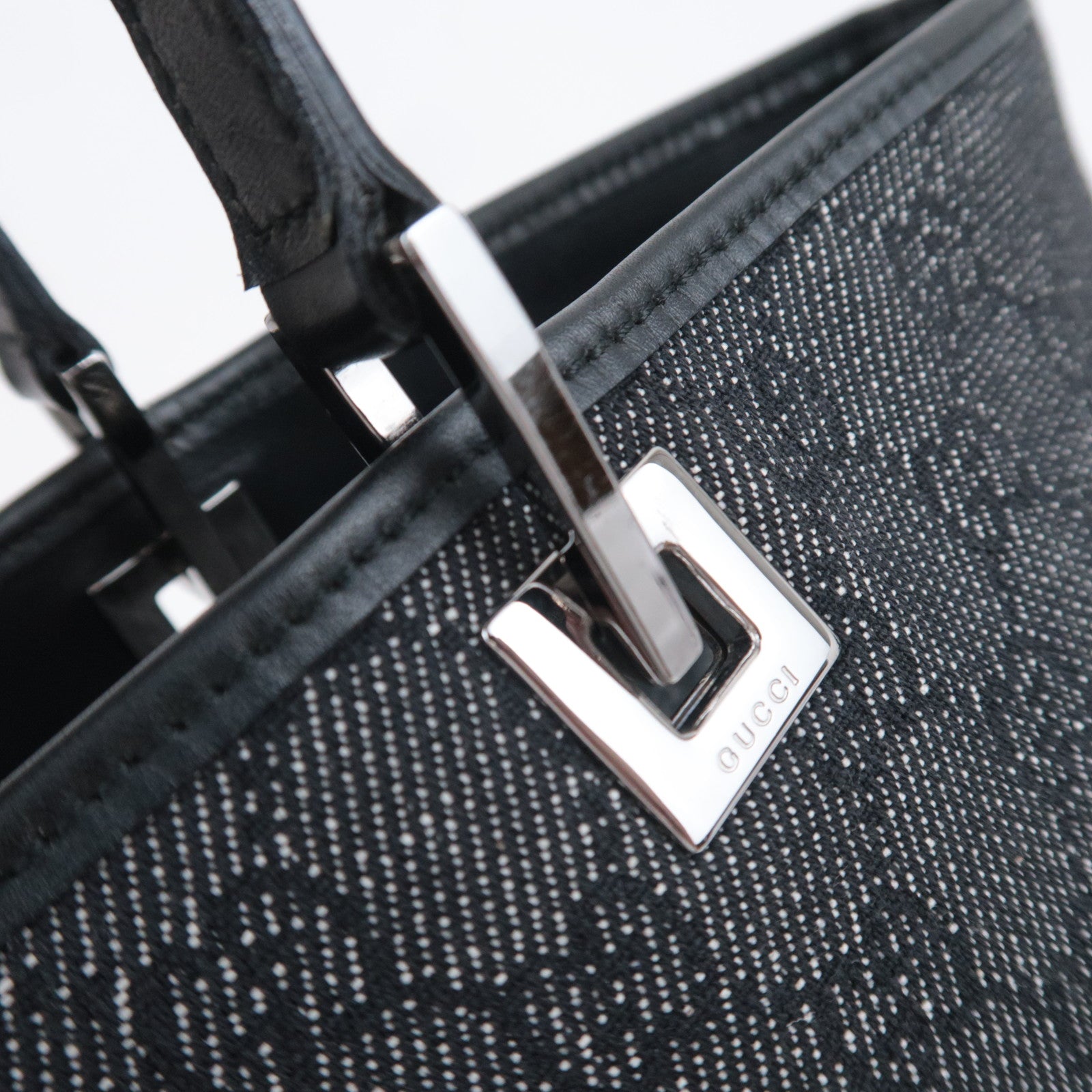 GUCCI GG Denim Tote Bag Black Denim 31243