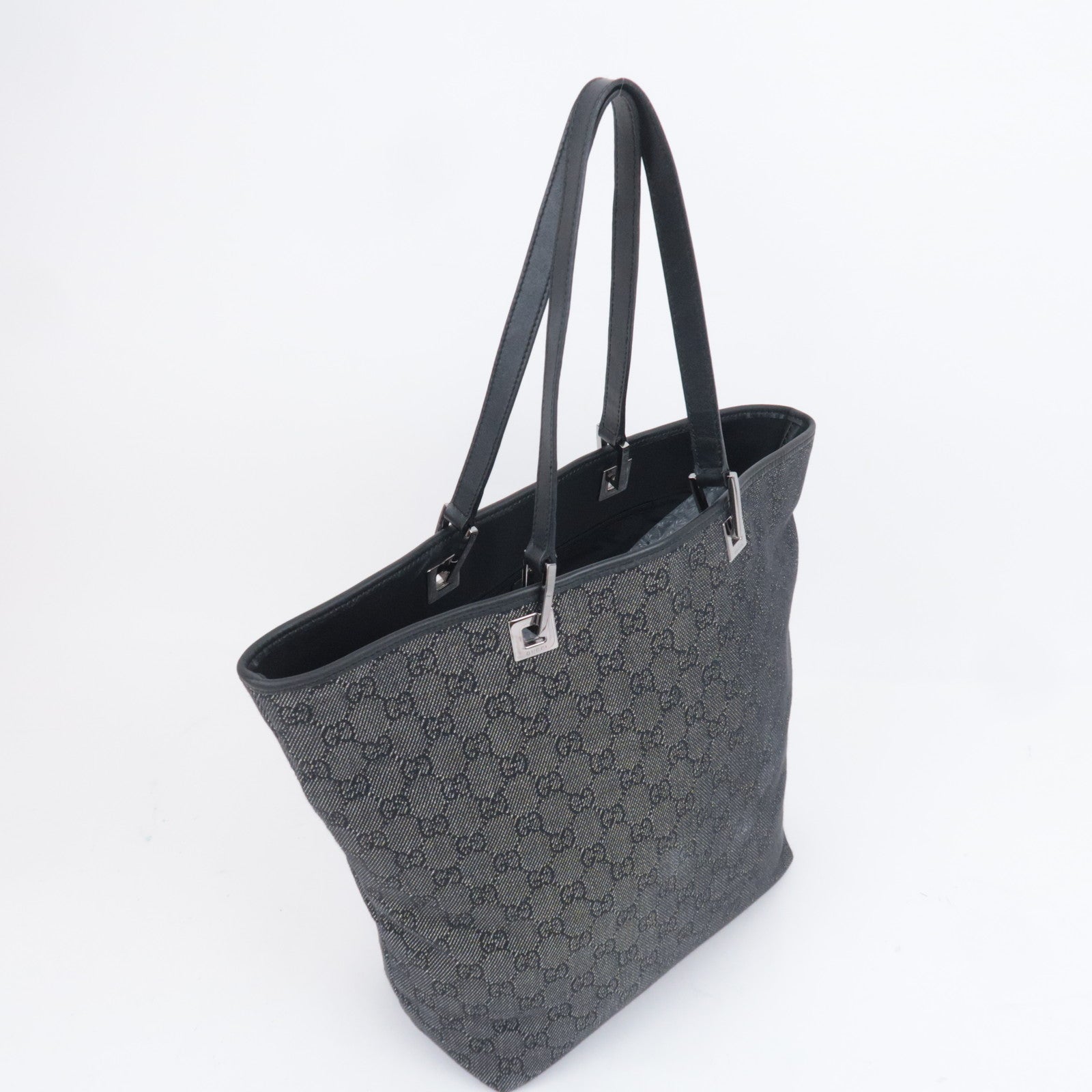 GUCCI GG Denim Tote Bag Black Denim 31243