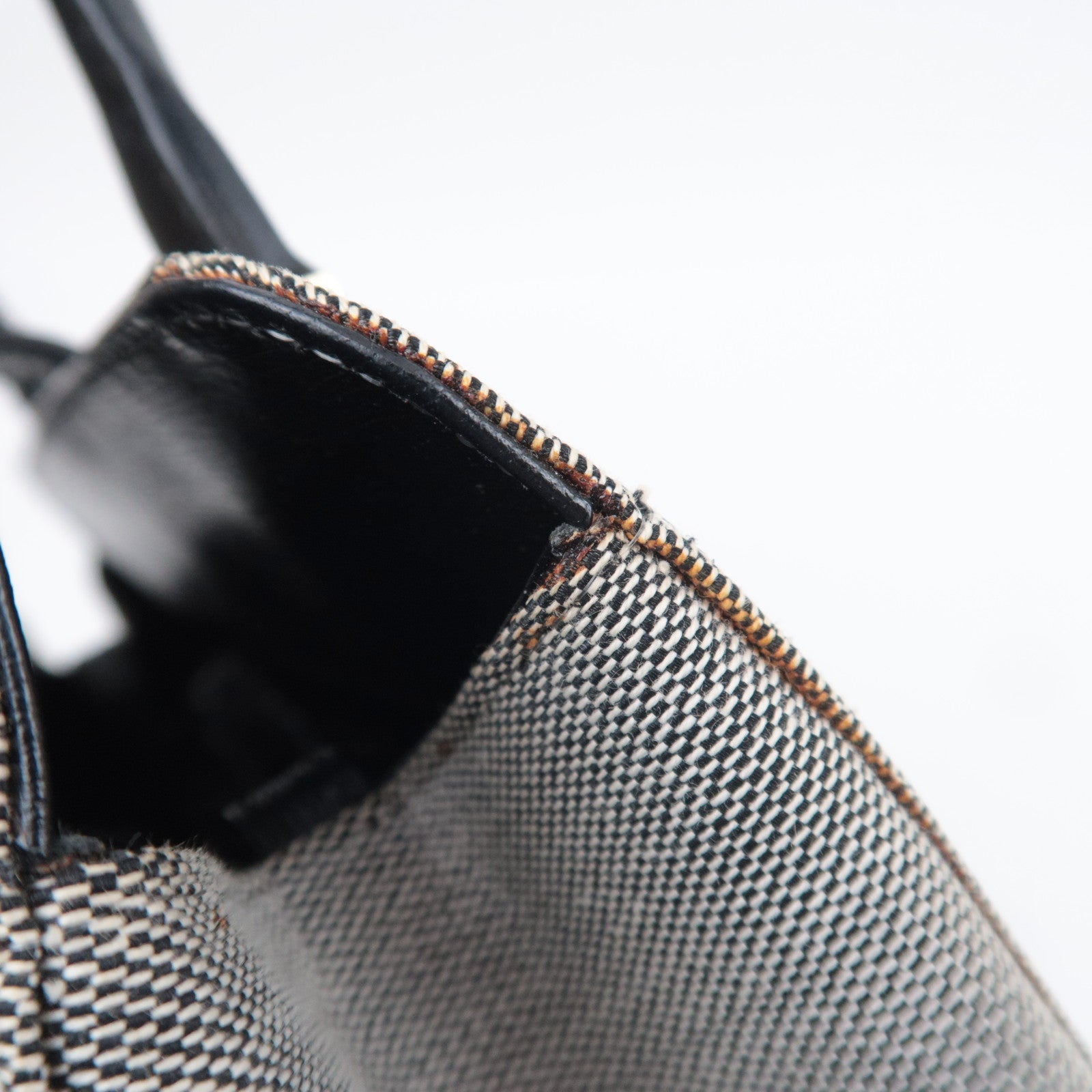 GUCCI G Logo Canvas Leather Handbag Gray Black 002.1103
