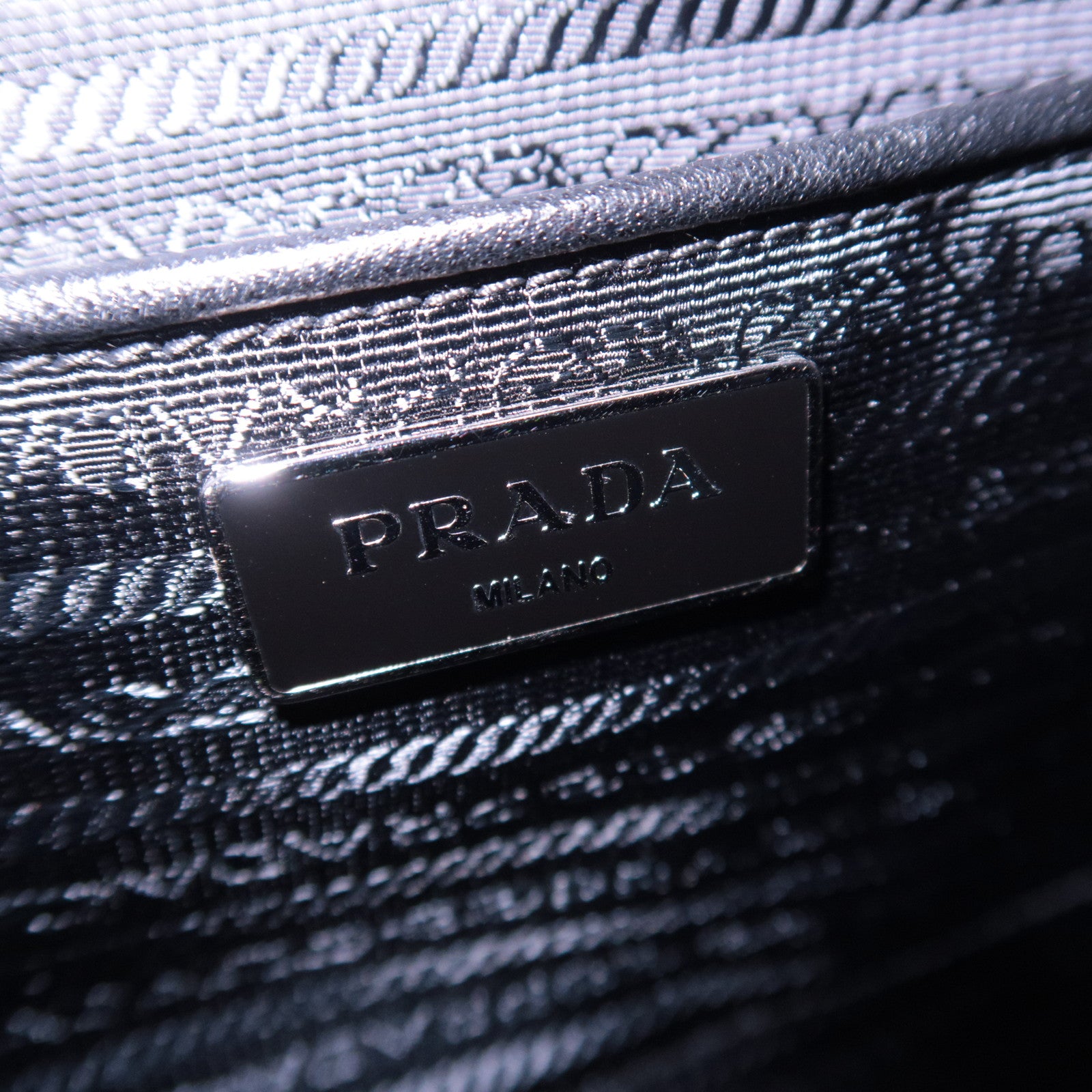 PRADA Flower Print 2Way Nylon Leather Tote Bag Black Yellow