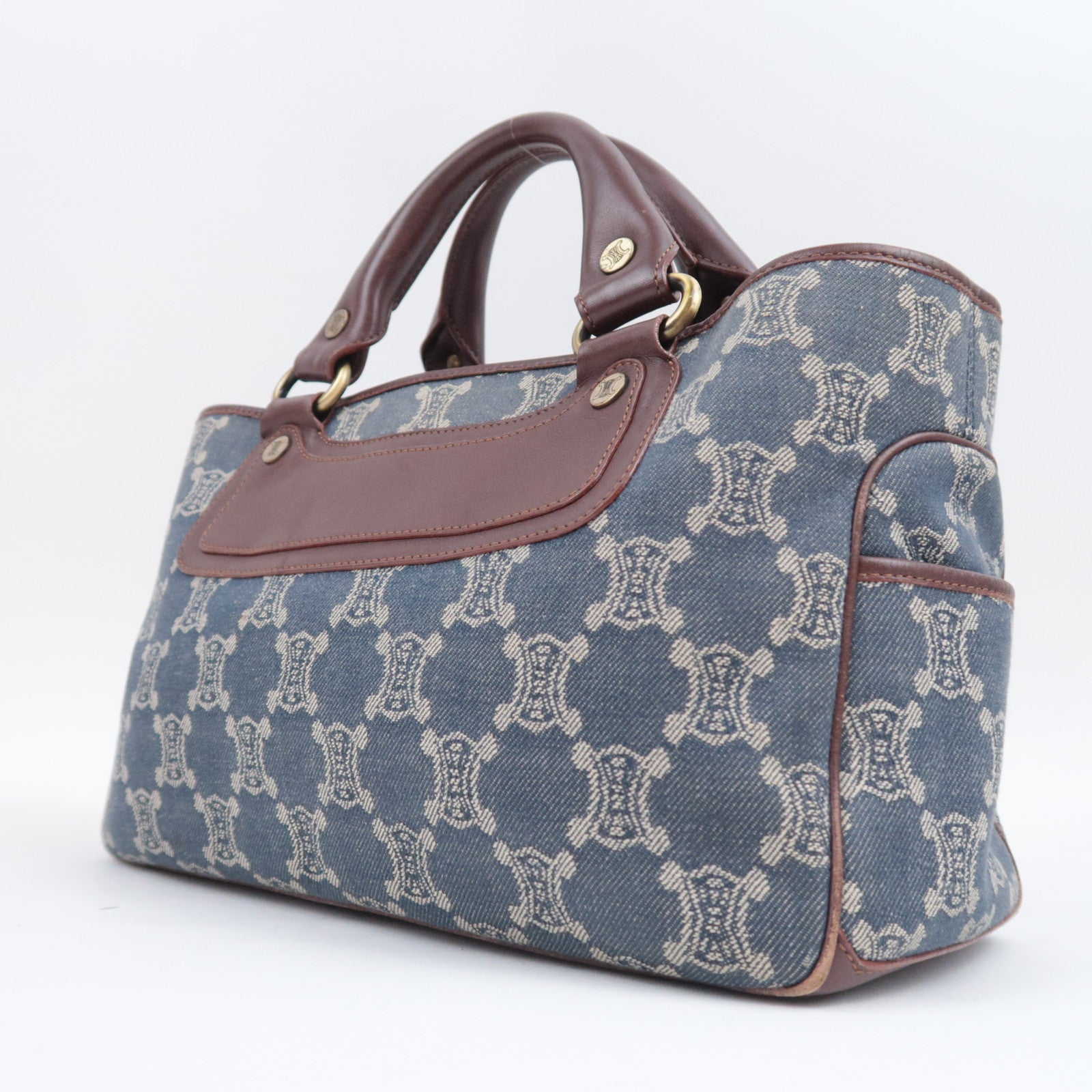 CELINE Paris Macadam Boogie Bag Denim Leather Handbag Navy