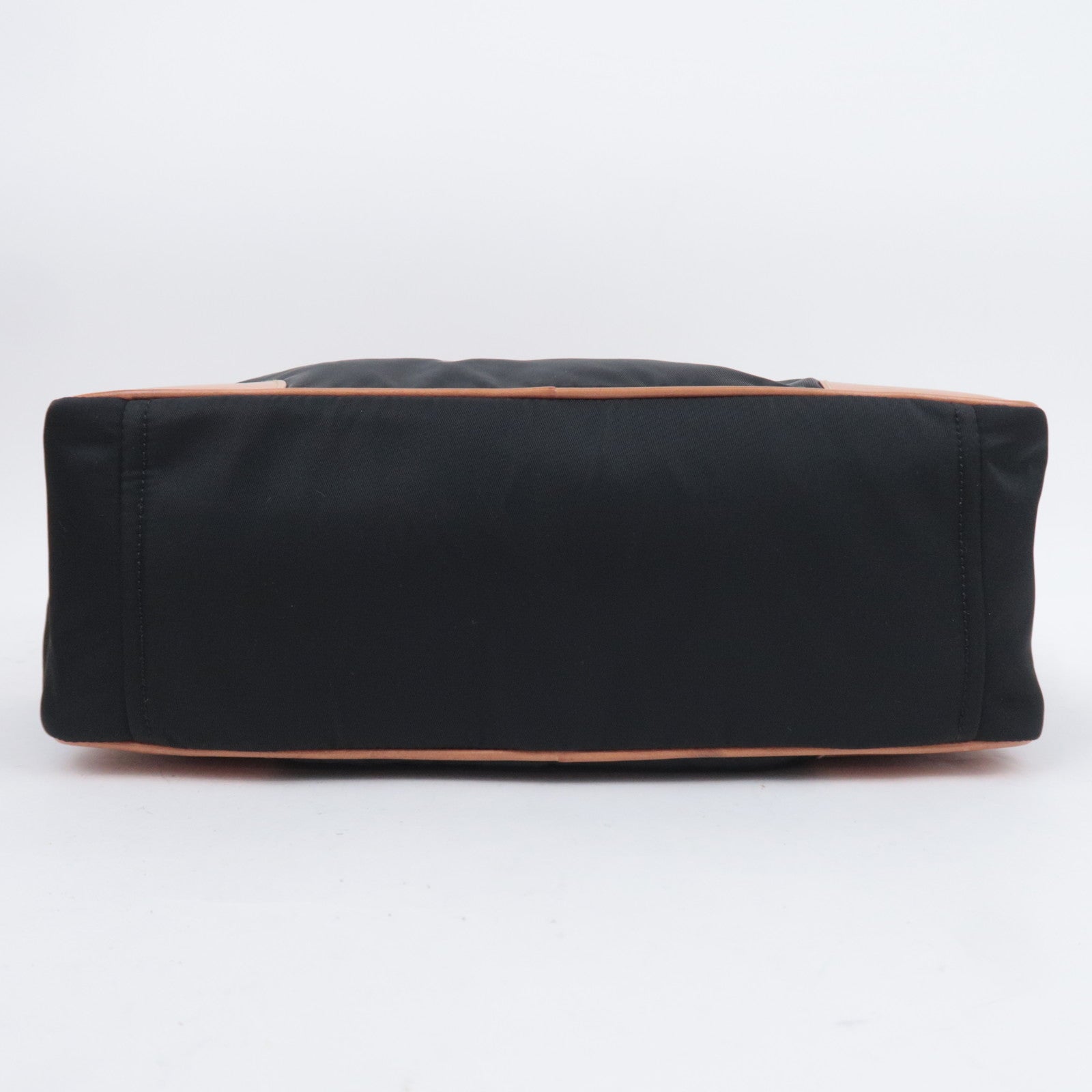 PRADA Nylon Leather Shoulder Bag Black Brown BR2347