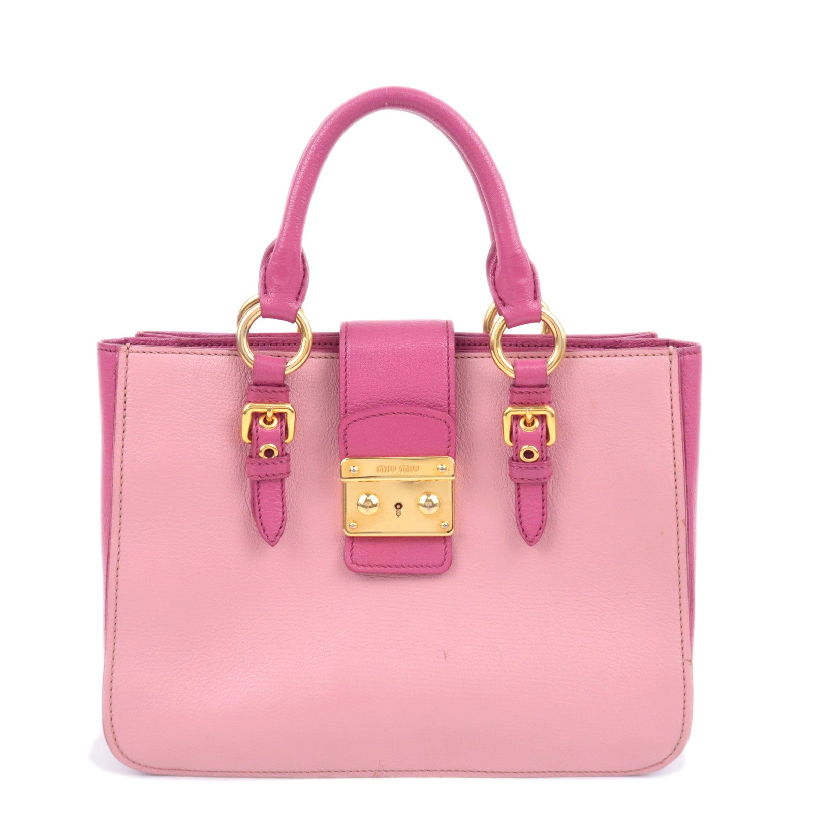 MIU MIU Madras Leather Handbag Pink91023