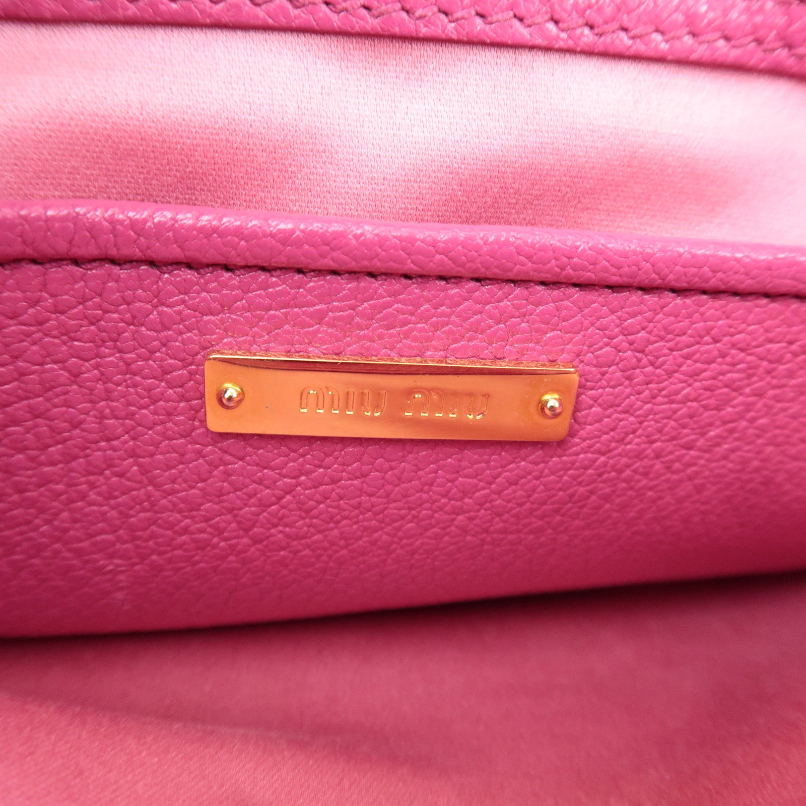MIU MIU Madras Leather Handbag Pink