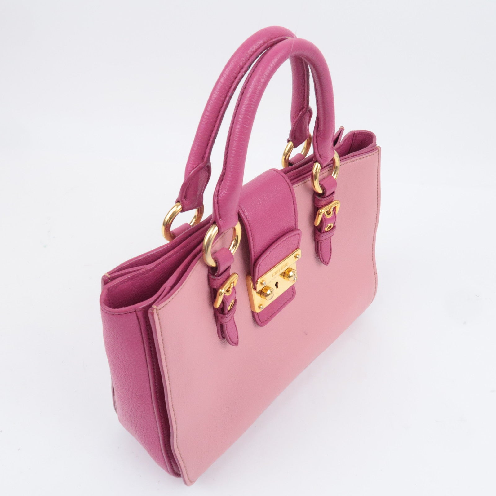 MIU MIU Madras Leather Handbag Pink
