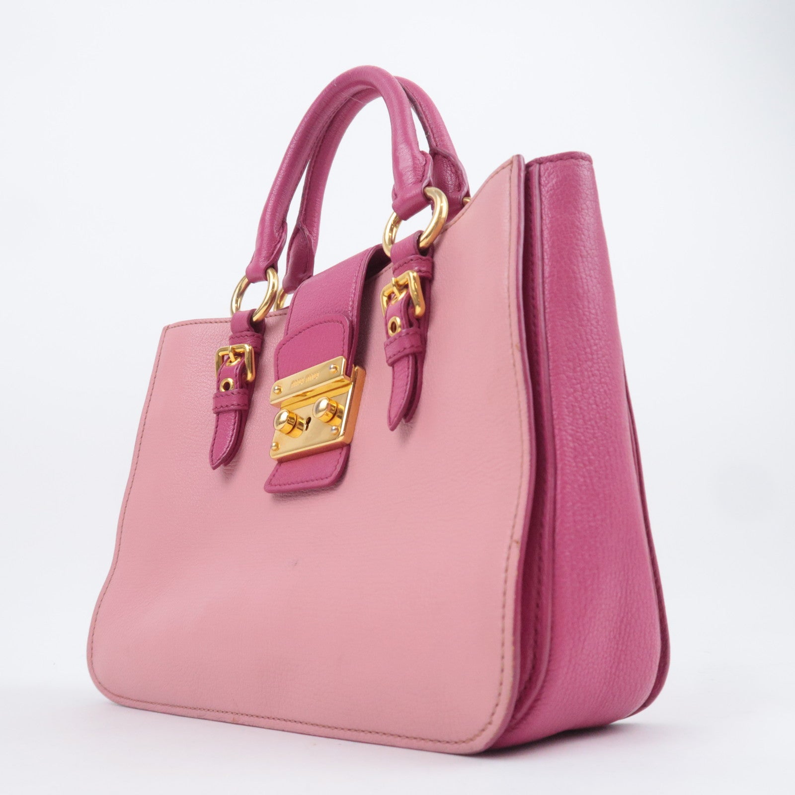 MIU MIU Madras Leather Handbag Pink