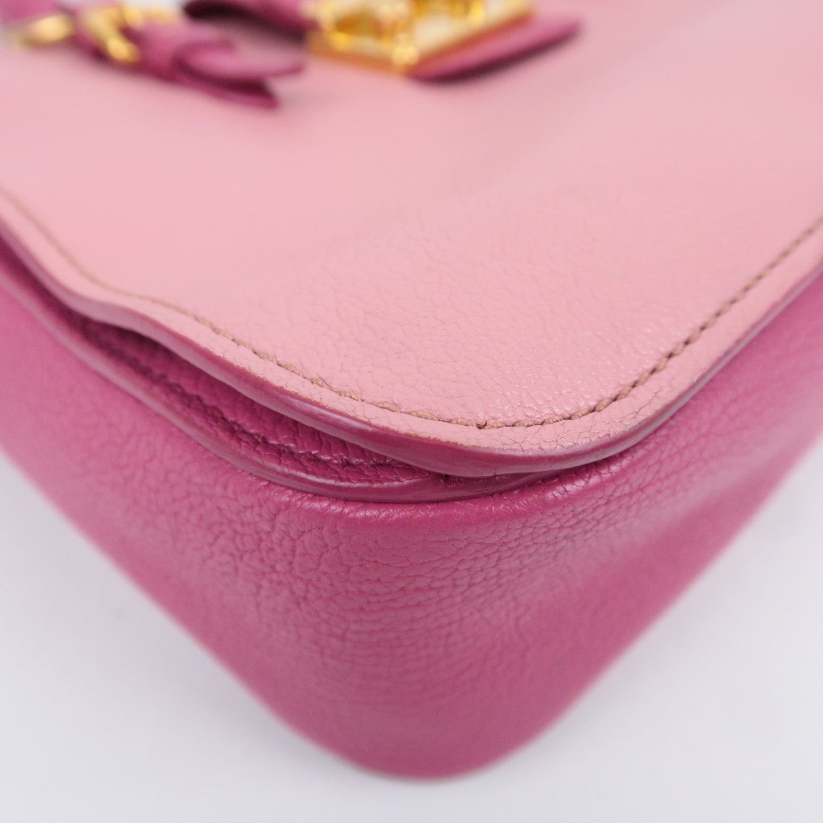 MIU MIU Madras Leather Handbag Pink