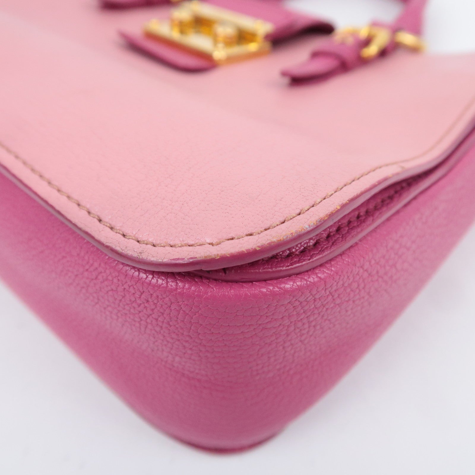 MIU MIU Madras Leather Handbag Pink