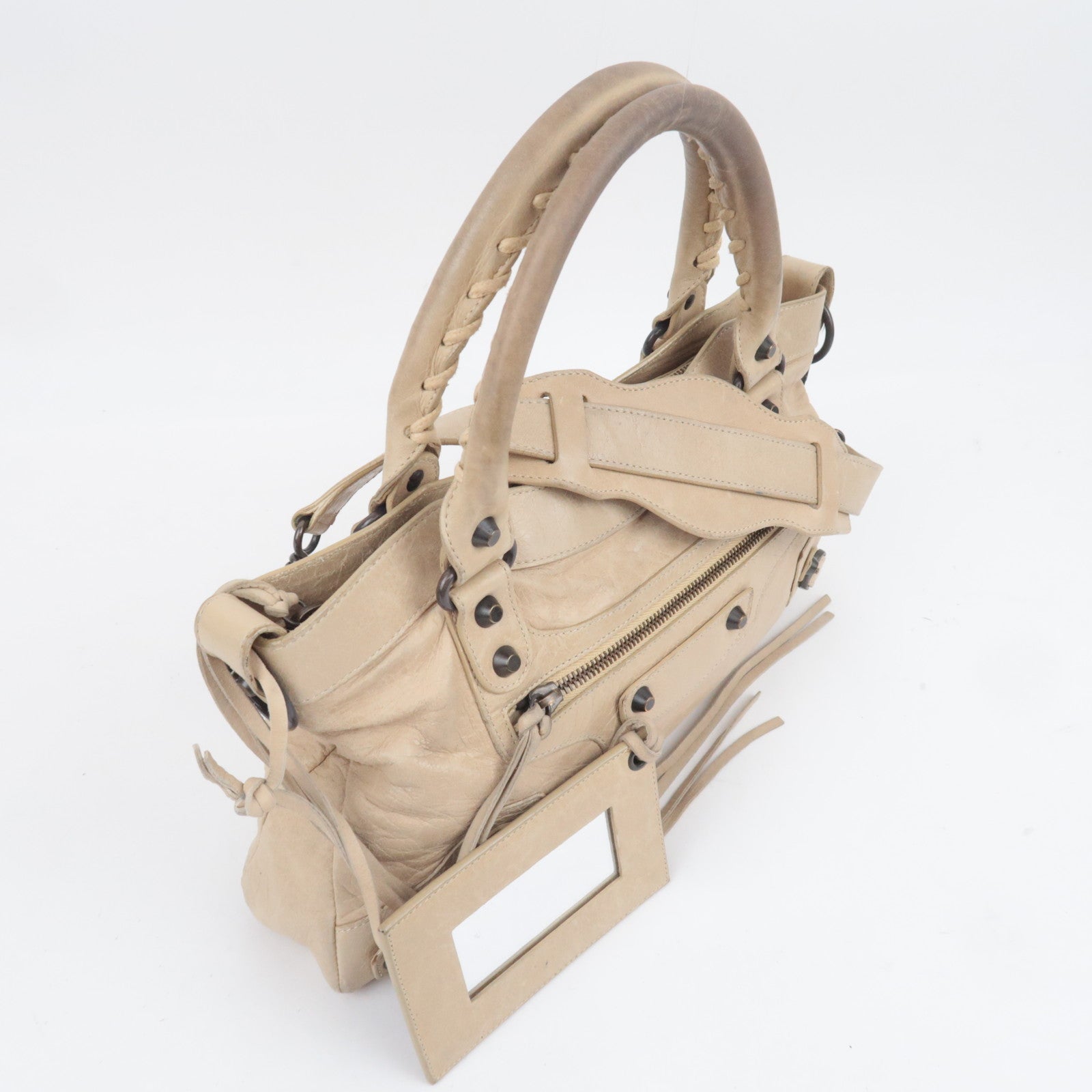 BALENCIAGA The First 2Way Leather Shoulder Bag Beige 103208