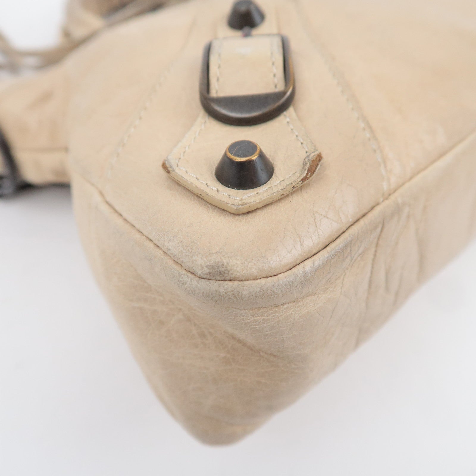 BALENCIAGA The First 2Way Leather Shoulder Bag Beige 103208