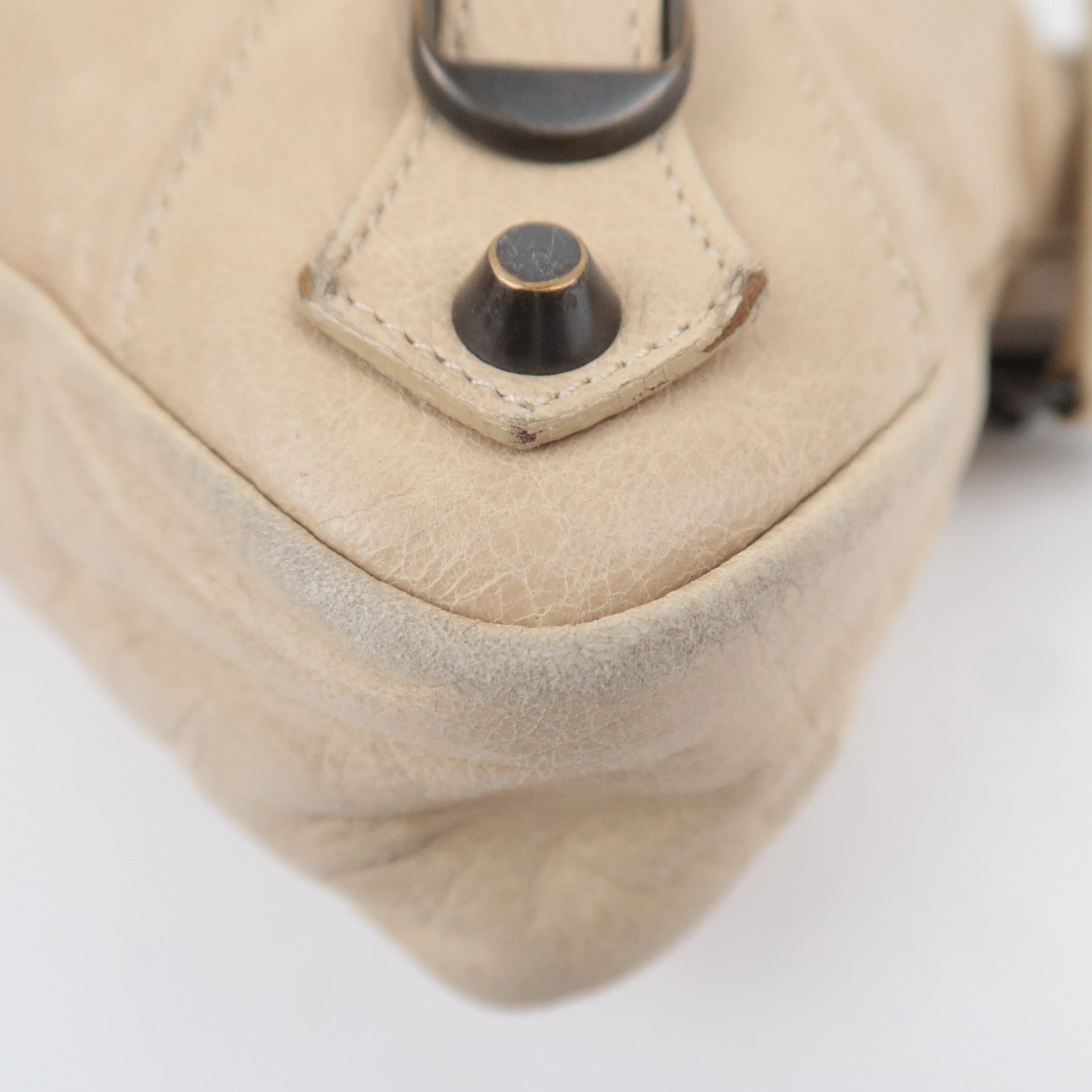 BALENCIAGA The First 2Way Leather Shoulder Bag Beige 103208