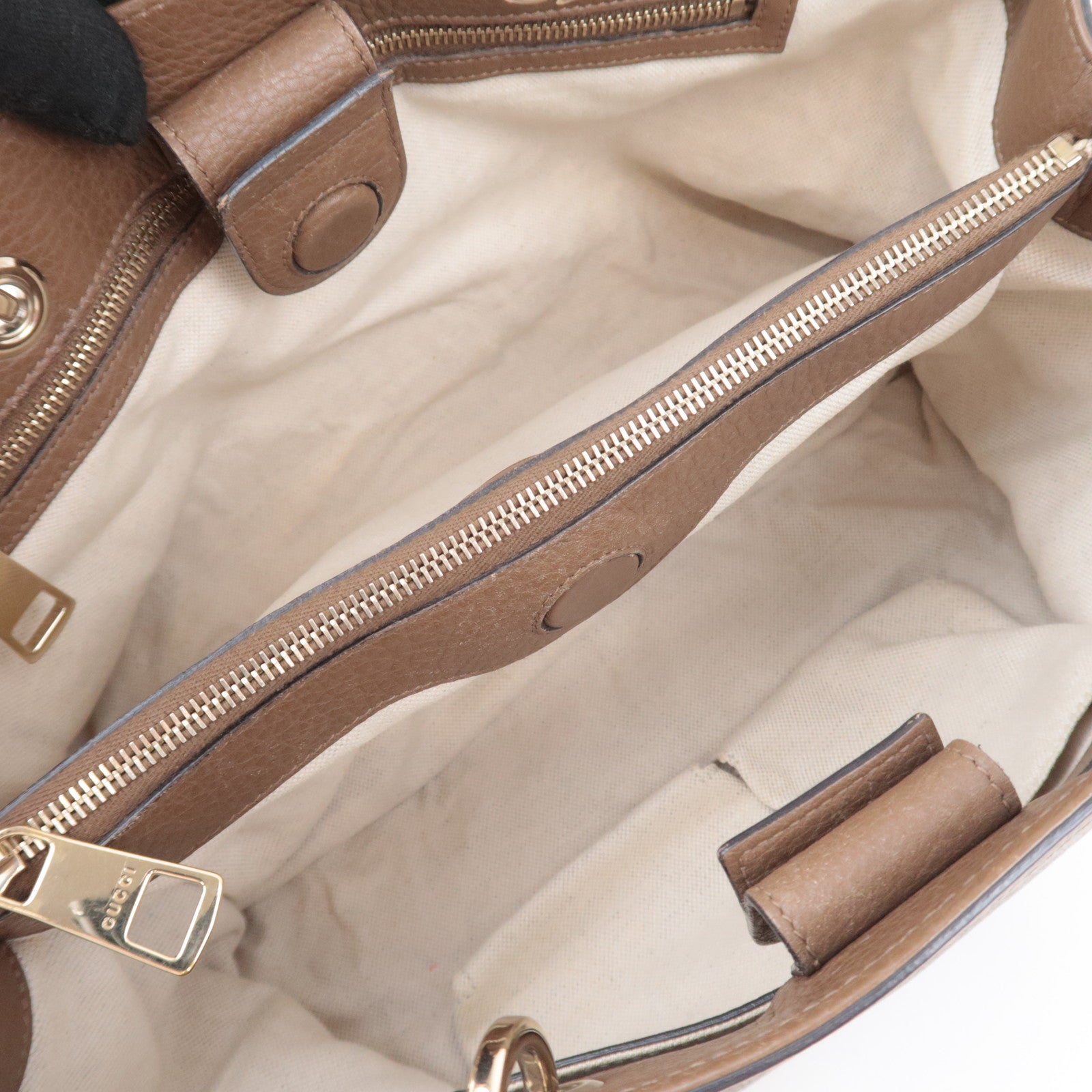 GUCCI Bamboo Shopper Medium 2Way Leather Handbag Brown 323660