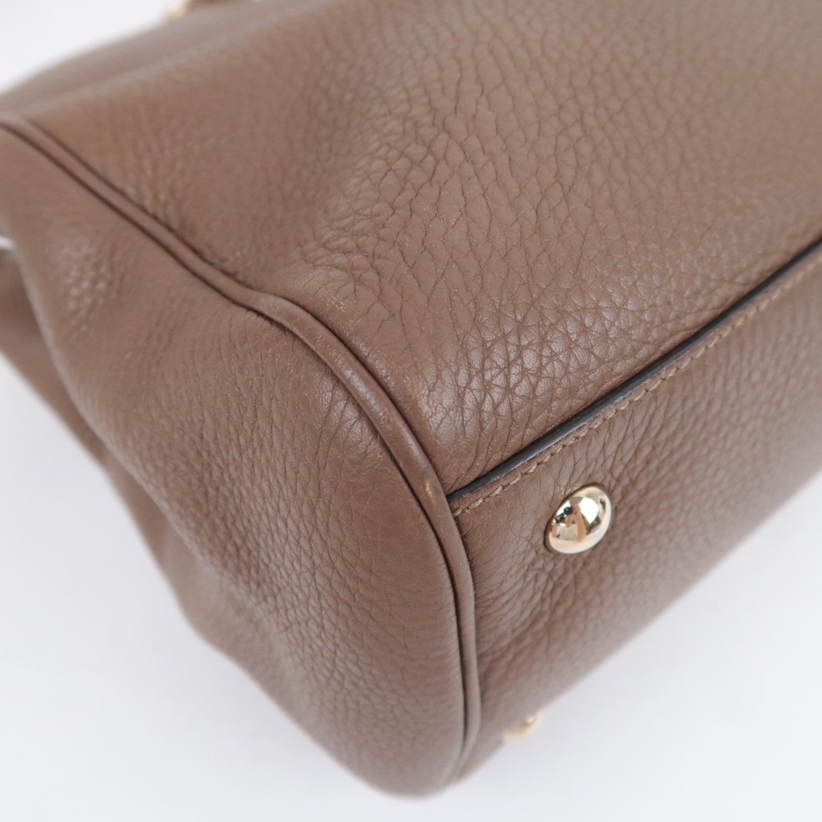 GUCCI Bamboo Shopper Medium 2Way Leather Handbag Brown 323660