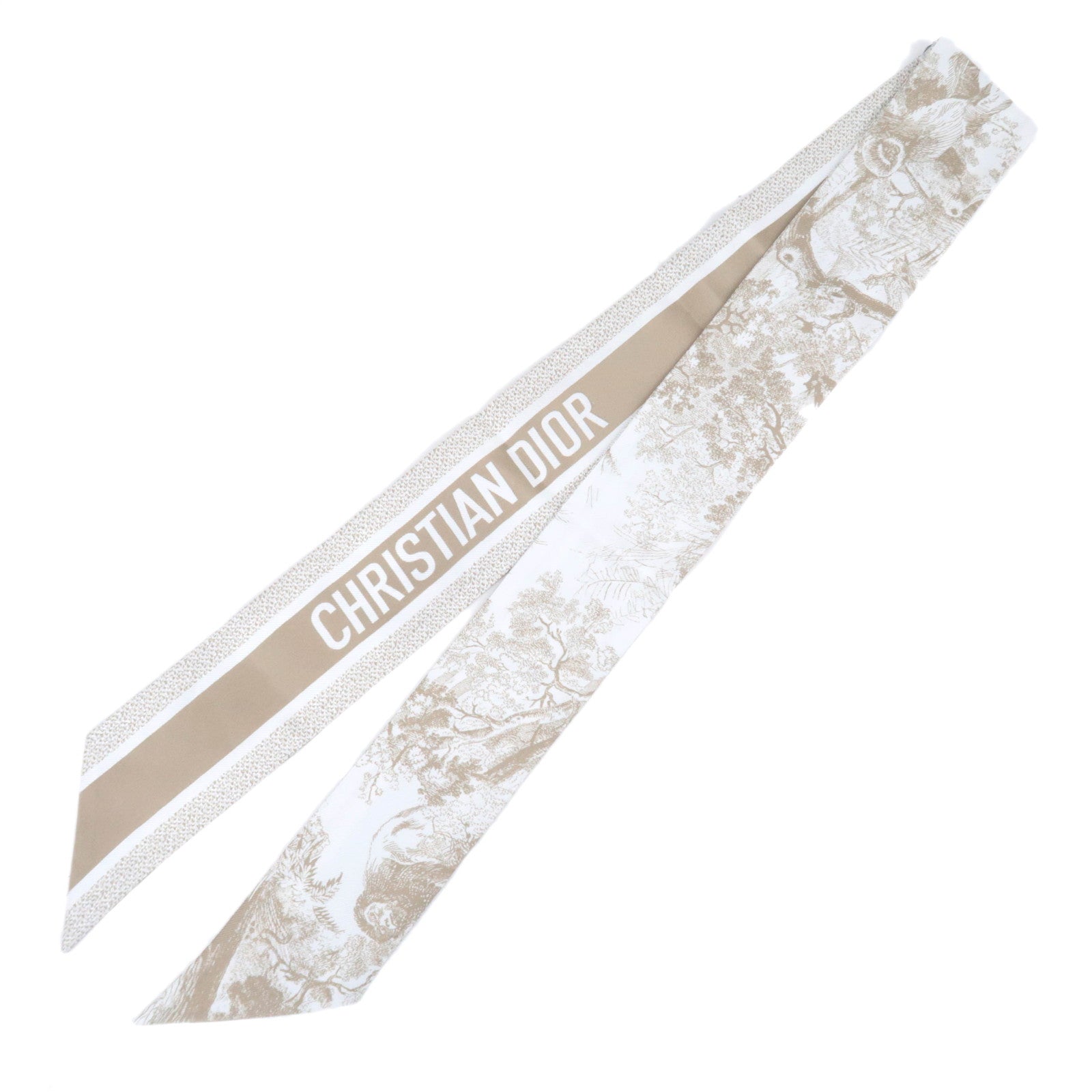 Christian Dior Mitzah Animal Print Scarf 100% Silk White Gold   91037