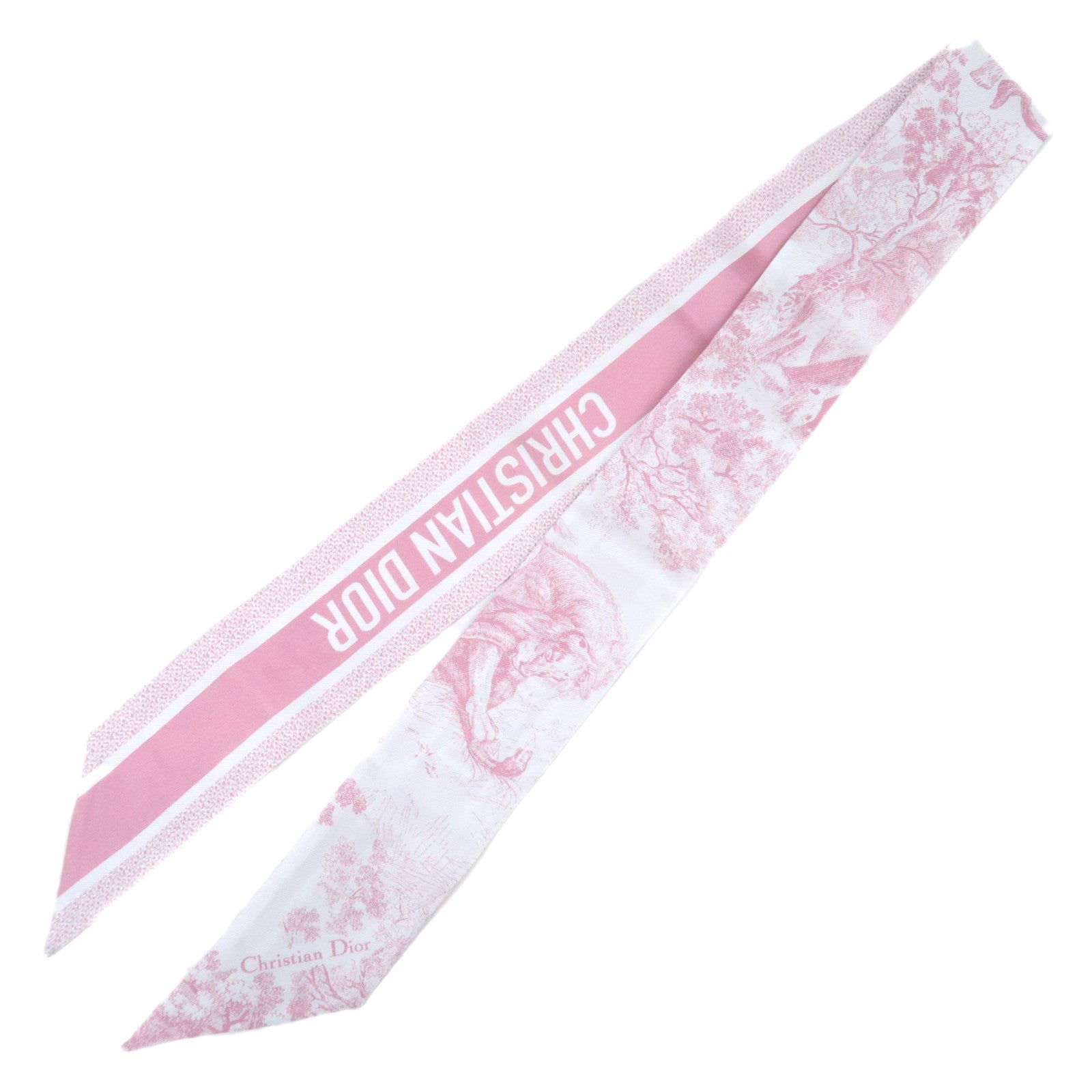 Christian Dior Mitzah Animal Print Scarf 100% Silk White Pink91038